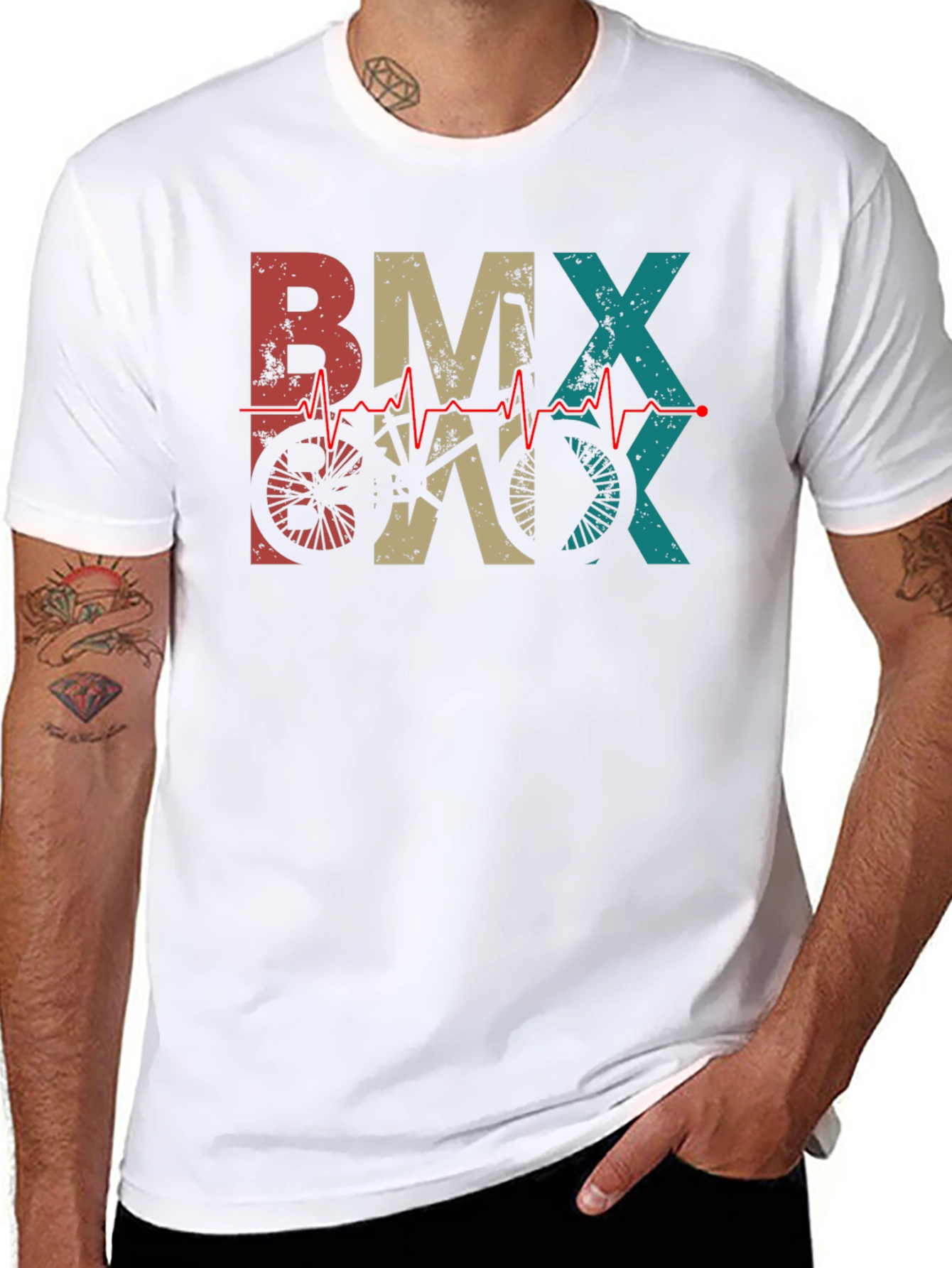 Retro BMX Heartbeat T-Shirt - Black