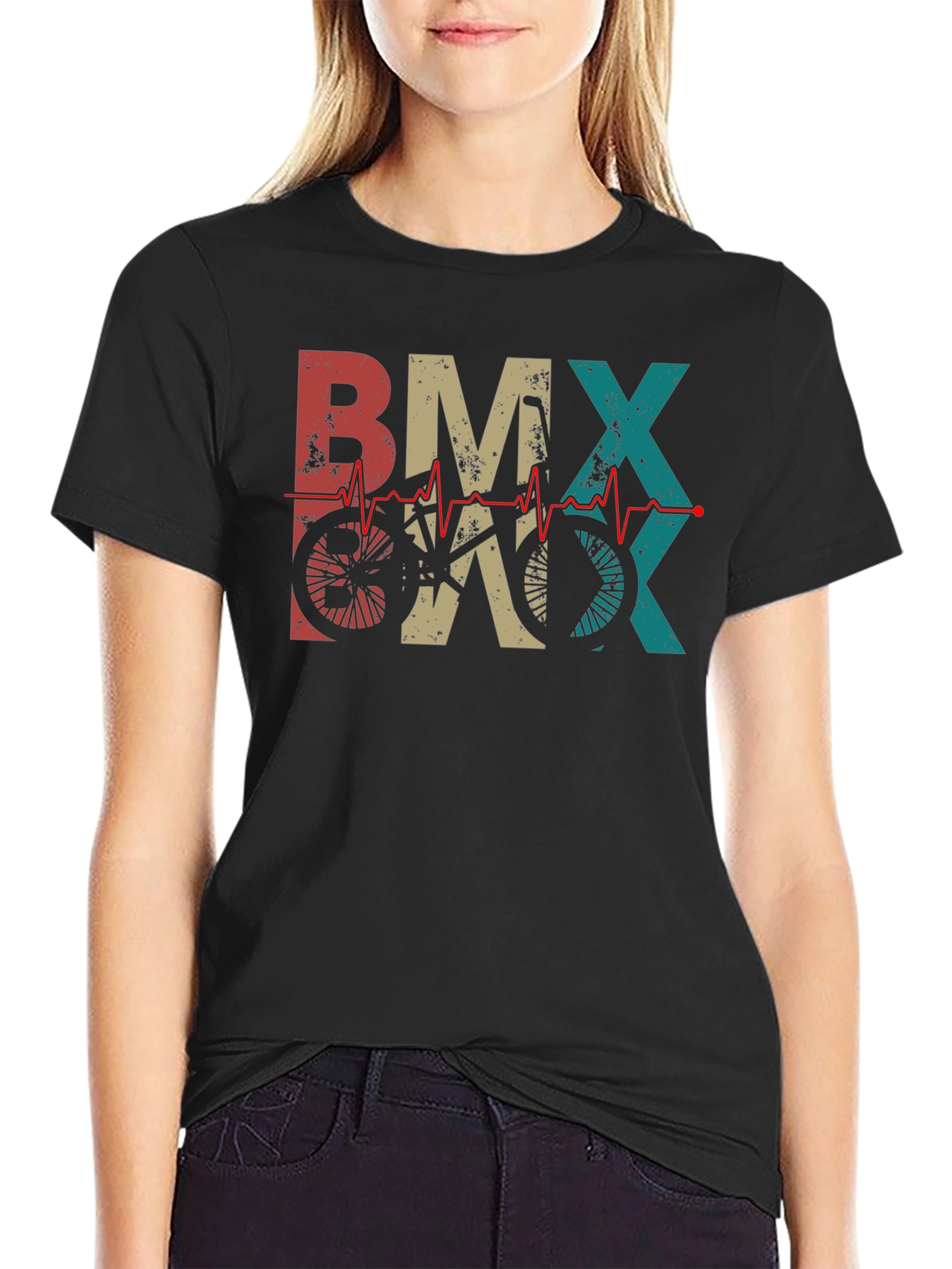 Retro BMX Heartbeat T-Shirt - Black