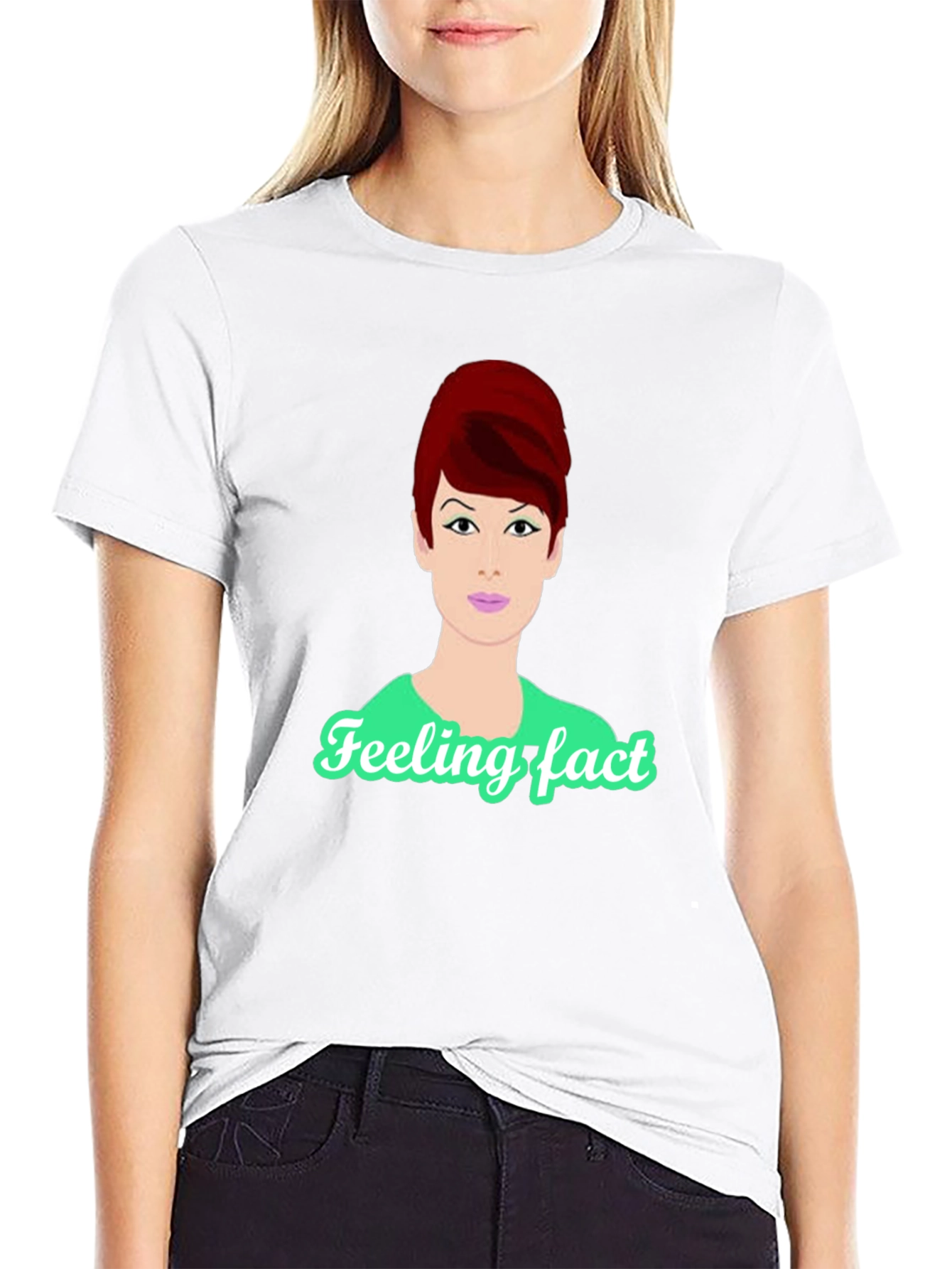 Retro Style T-Shirt with Cartoon Audrey Hepburn Design