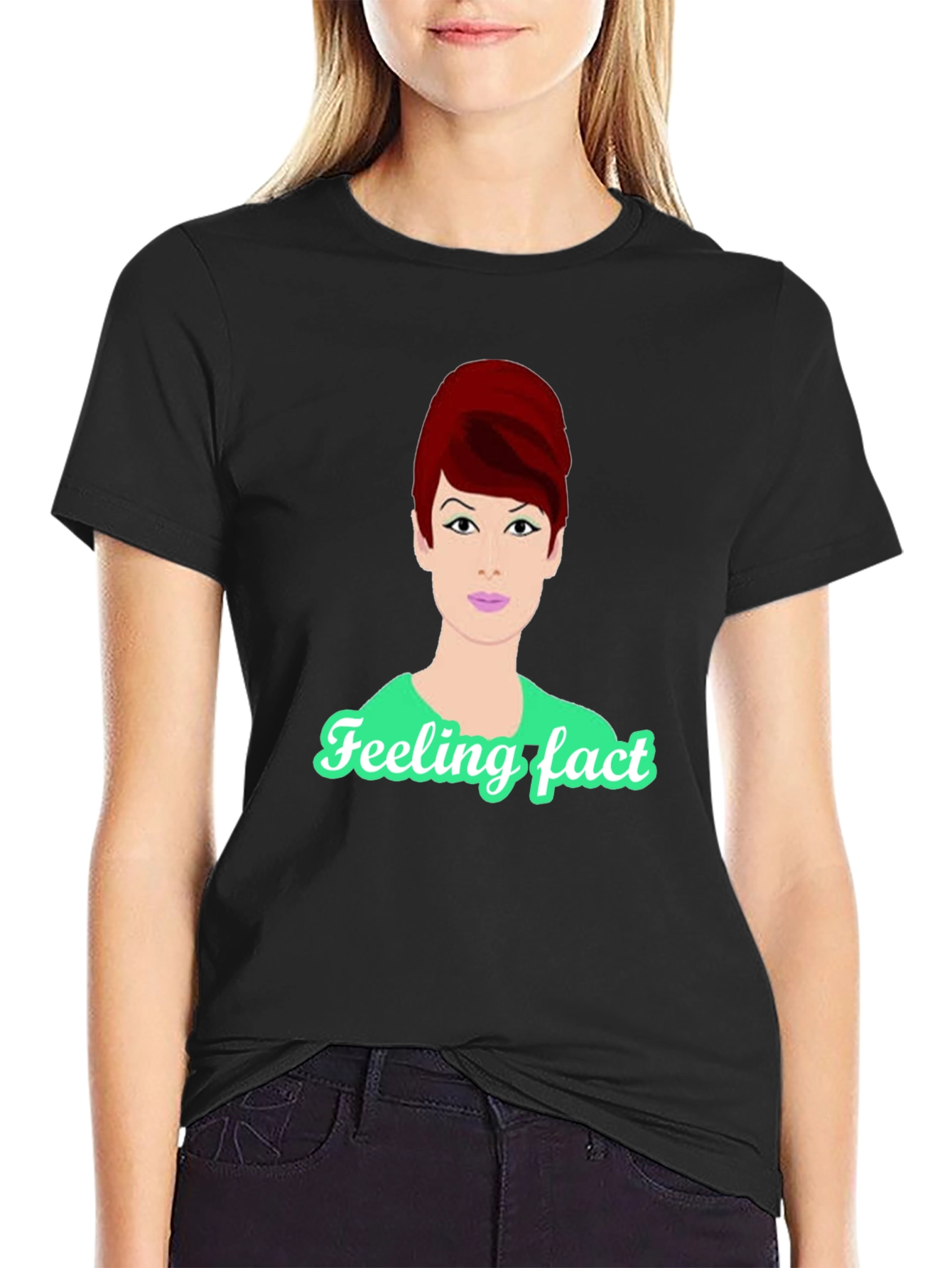 Retro Style T-Shirt with Cartoon Audrey Hepburn Design