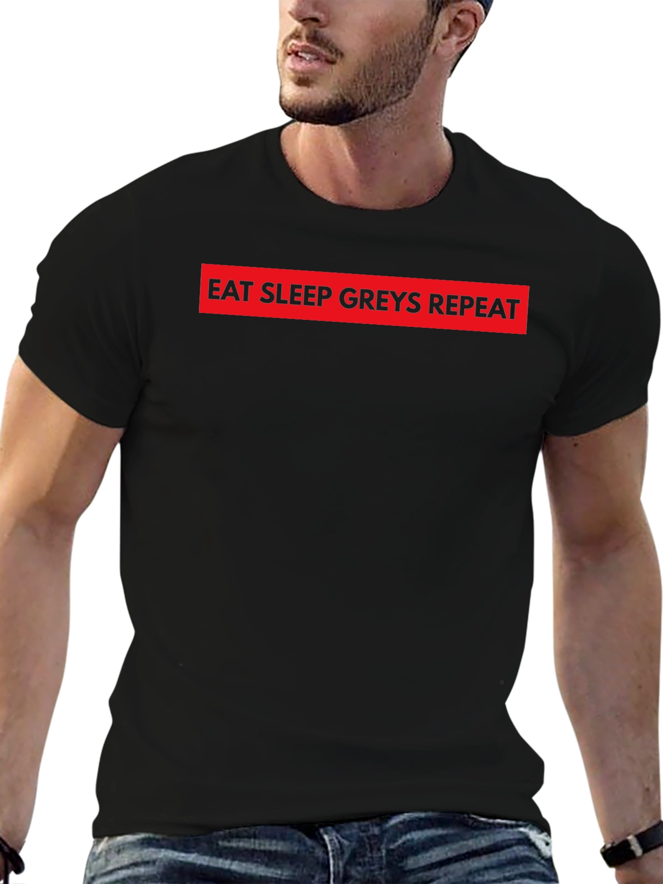 Eat Sleep Greys Repeat Black T-Shirt