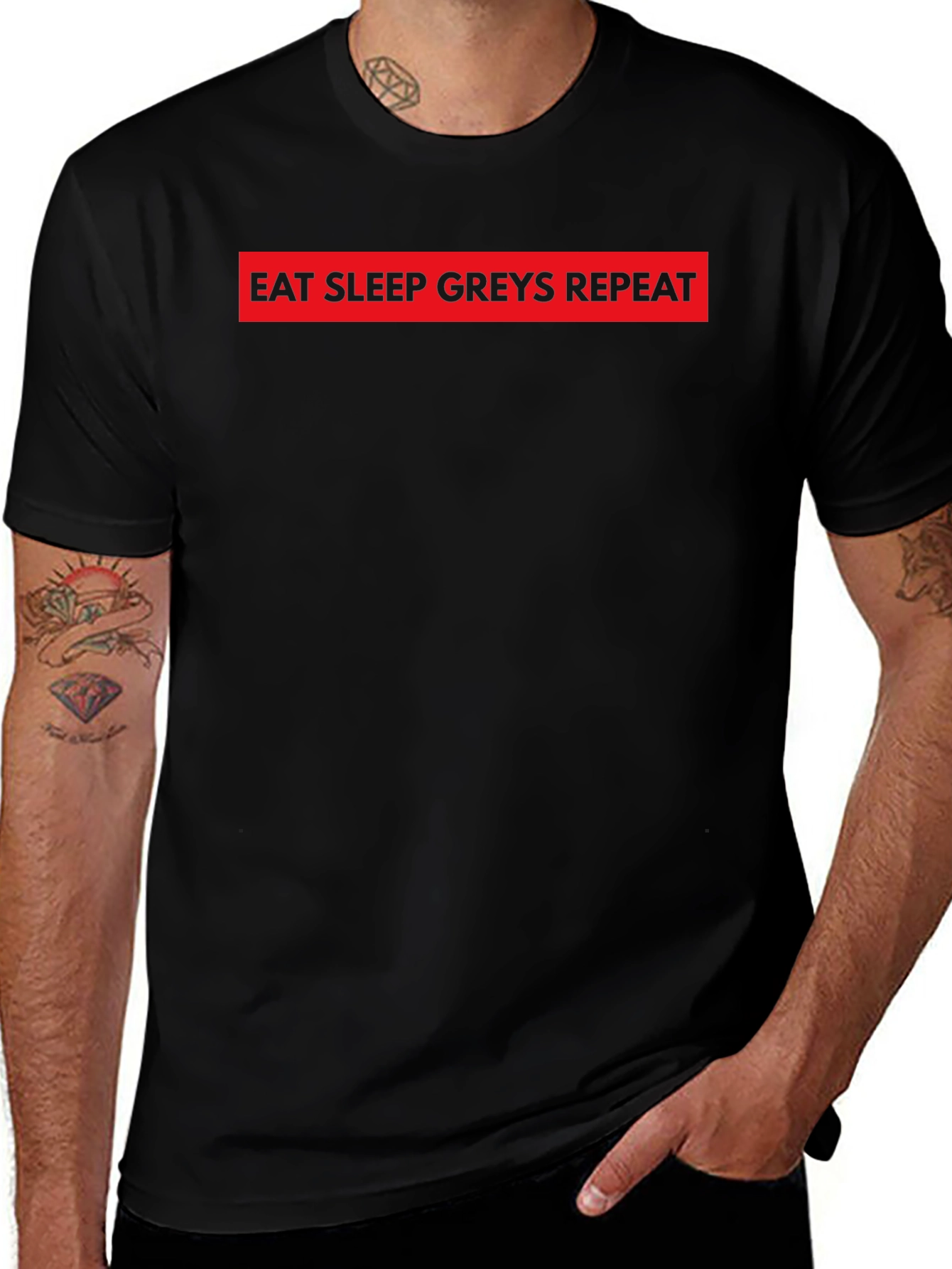 Eat Sleep Greys Repeat Black T-Shirt