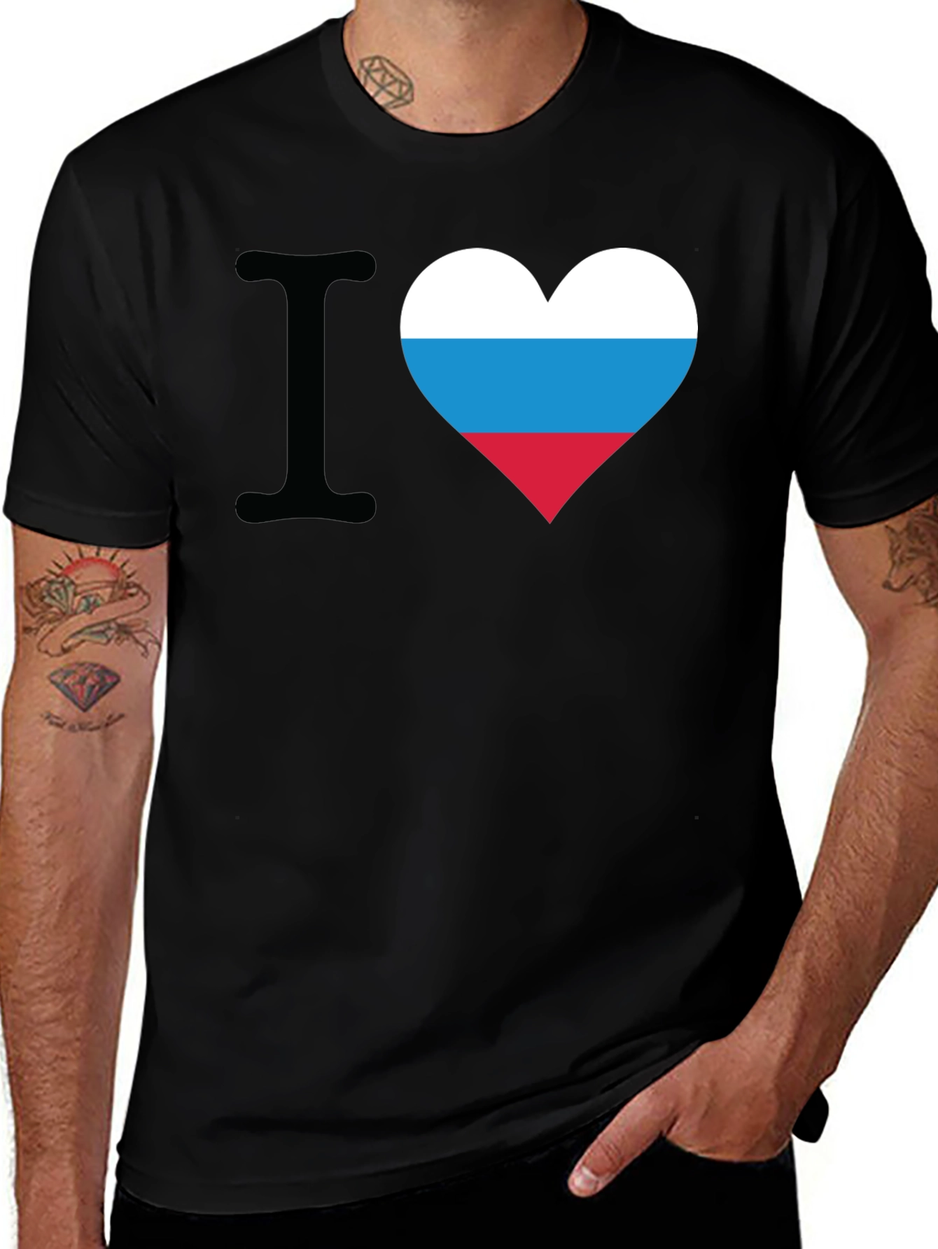 I Love Russia Flag Heart T-Shirt