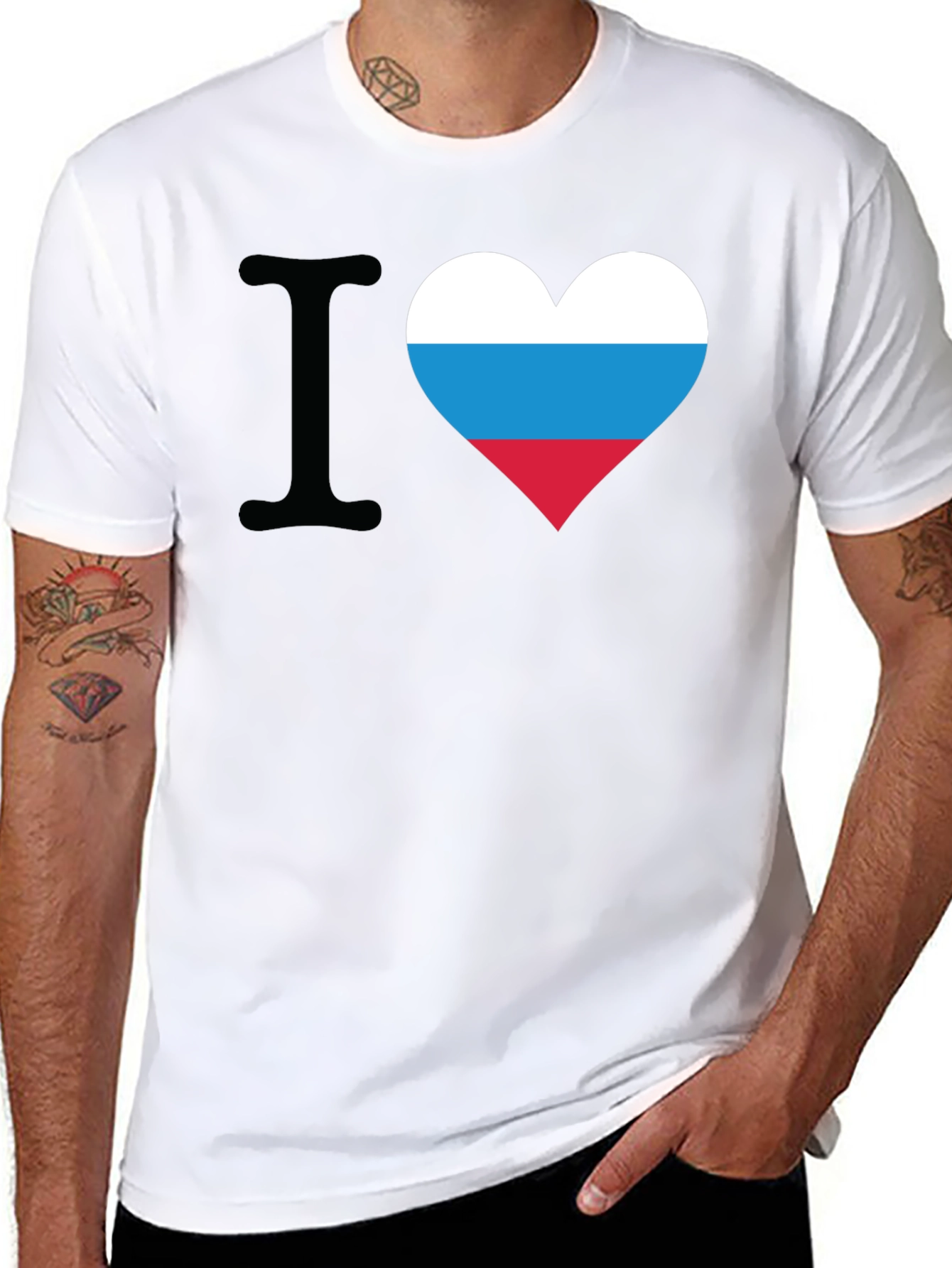 I Love Russia Flag Heart T-Shirt