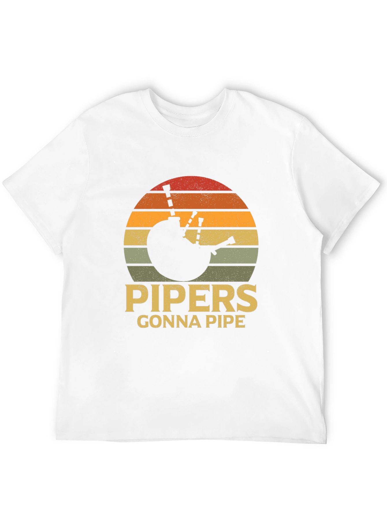 Pipers Gonna Pipe T-Shirt - Retro Sunset Bagpipes