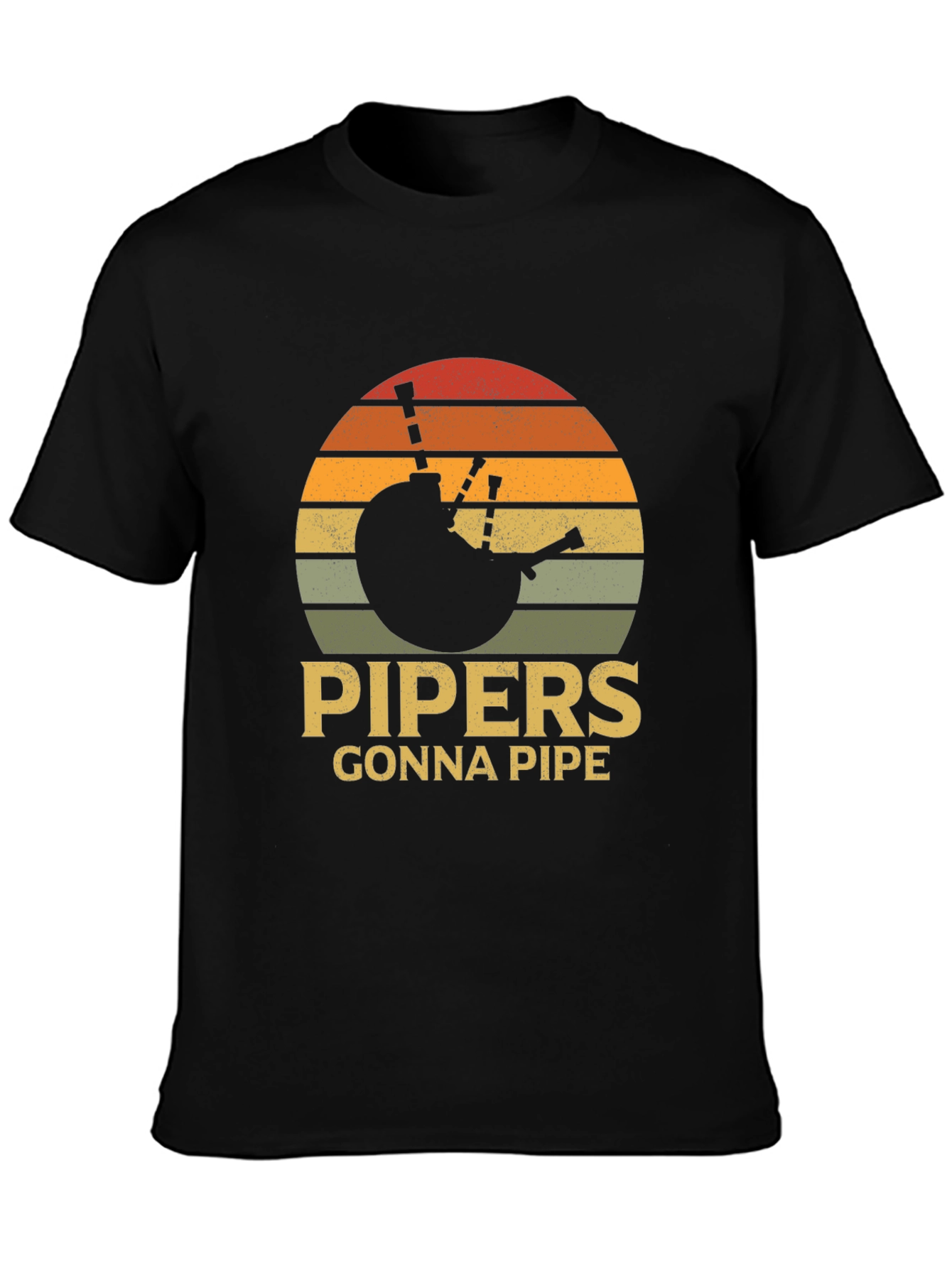 Pipers Gonna Pipe T-Shirt - Retro Sunset Bagpipes