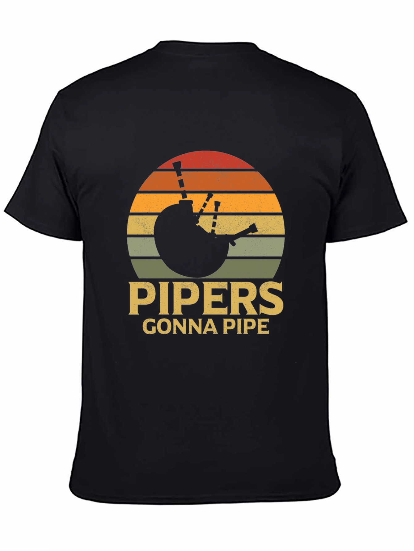 Pipers Gonna Pipe T-Shirt - Retro Sunset Bagpipes