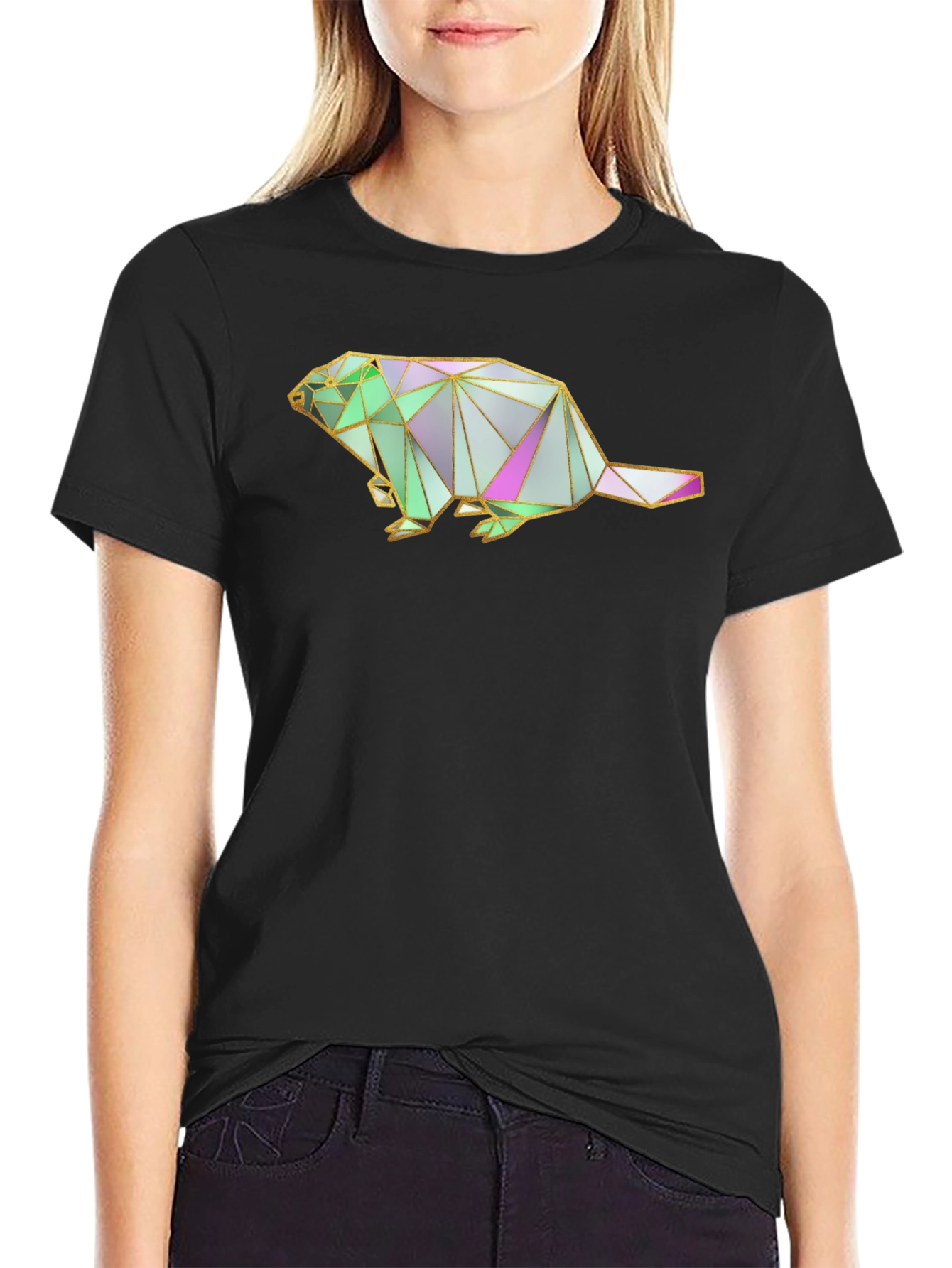Geometric Beaver Graphic T-Shirt