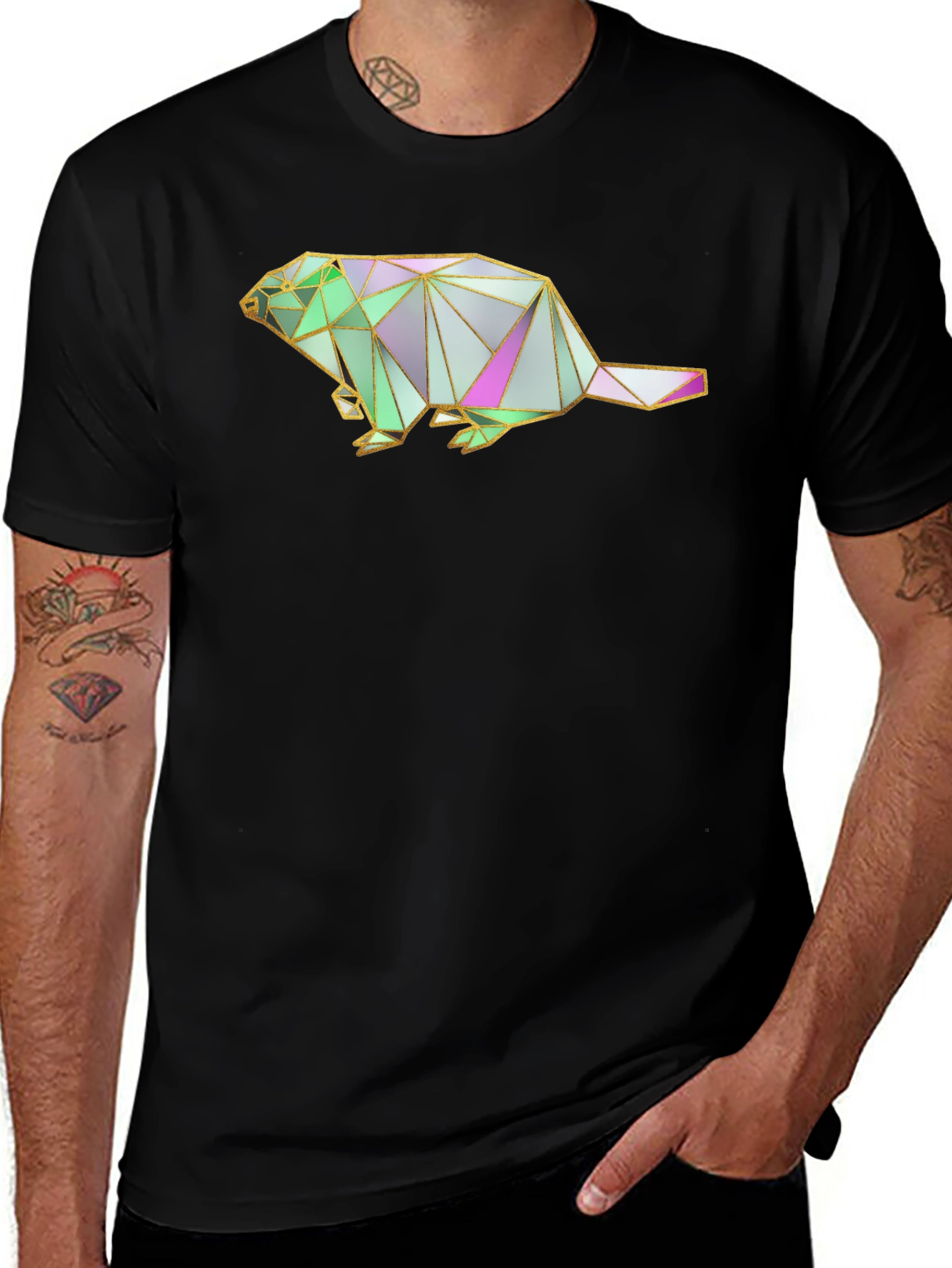 Geometric Beaver Graphic T-Shirt