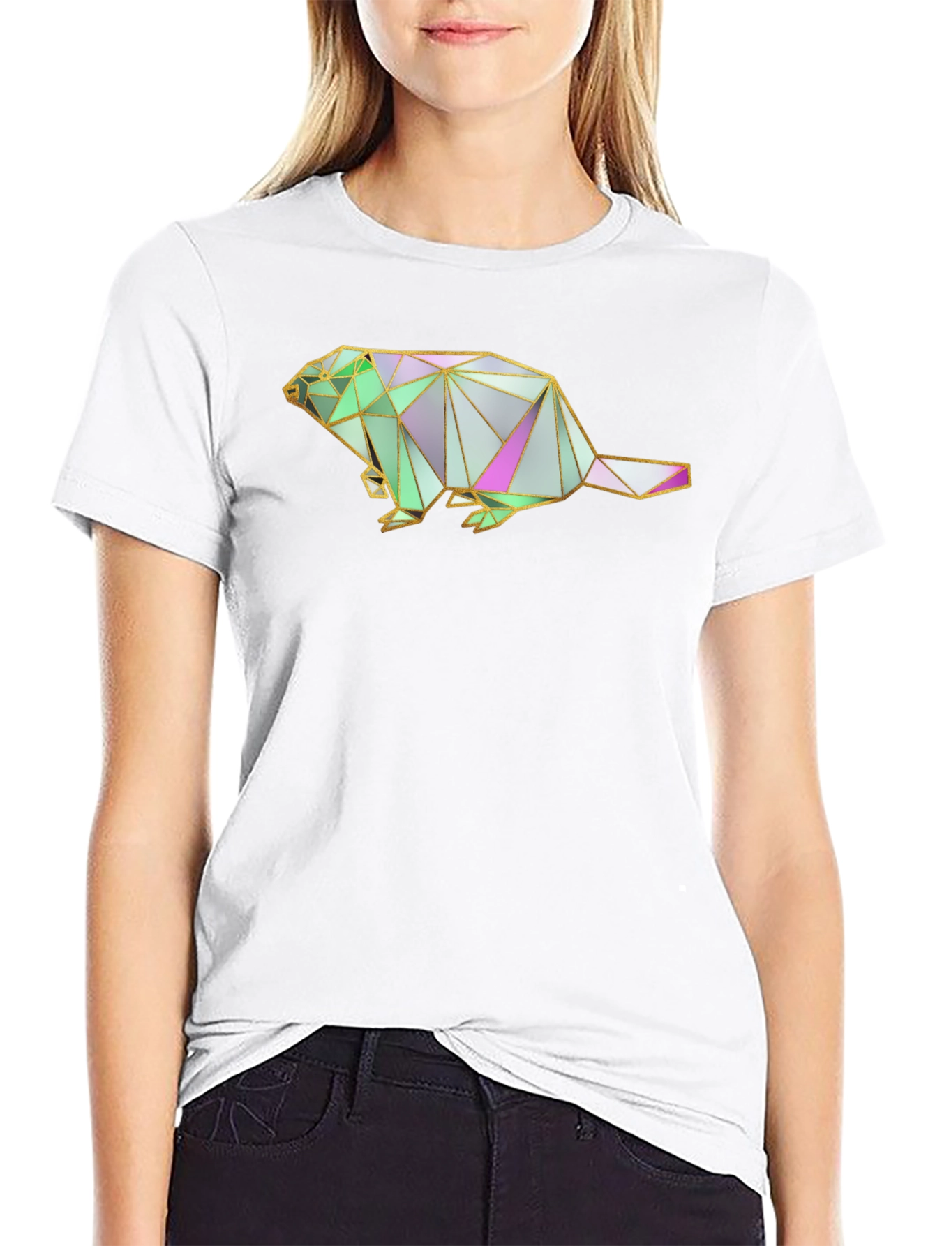 Geometric Beaver Graphic T-Shirt
