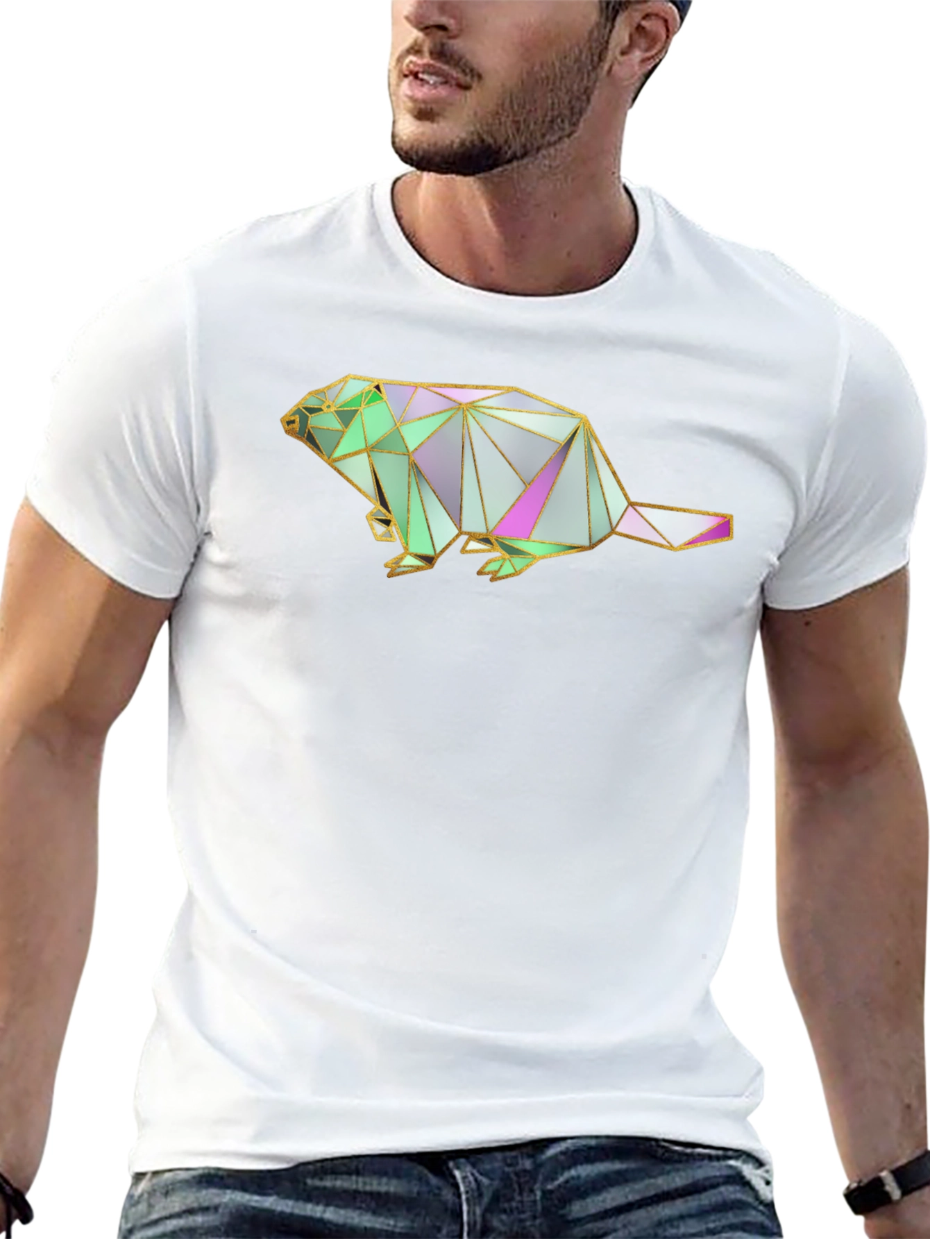 Geometric Beaver Graphic T-Shirt