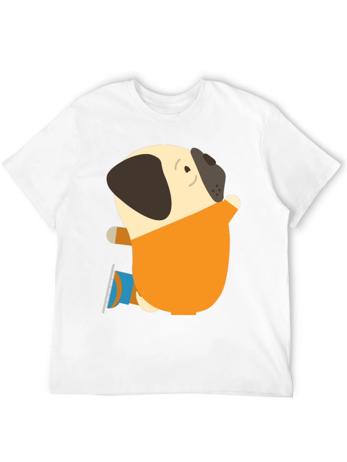Pug on Ice Skates Graphic T-Shirt