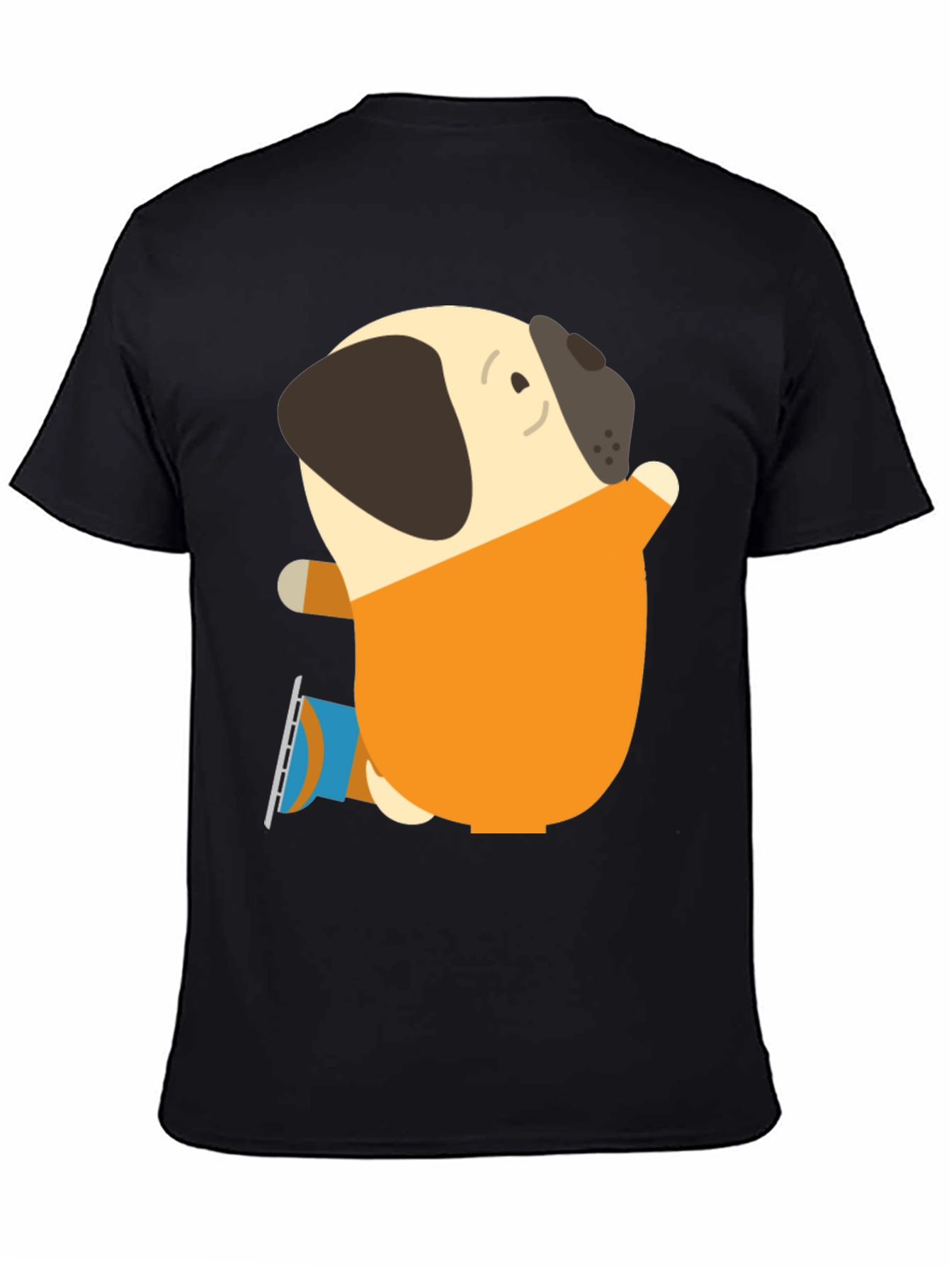 Pug on Ice Skates Graphic T-Shirt