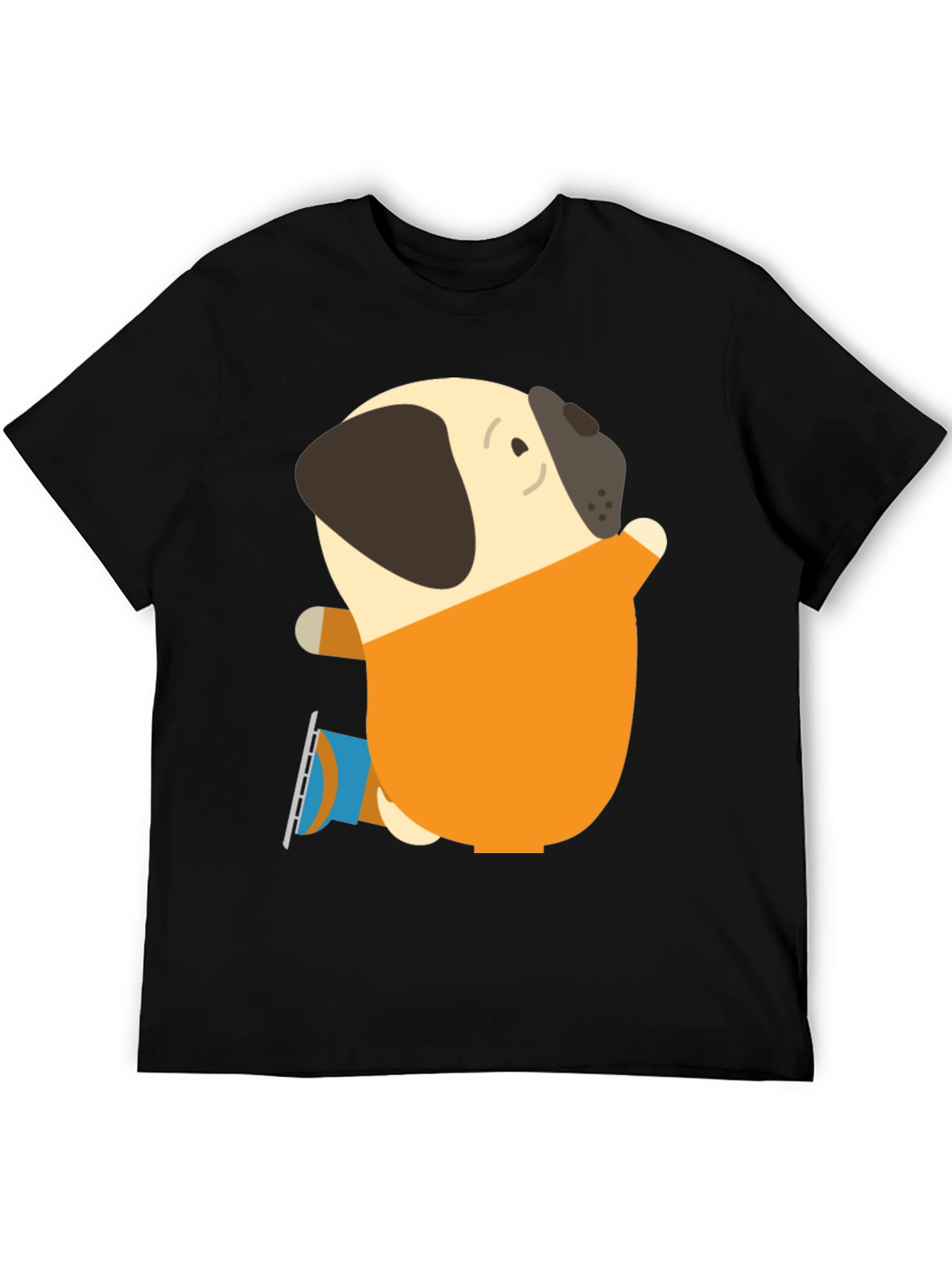 Pug on Ice Skates Graphic T-Shirt