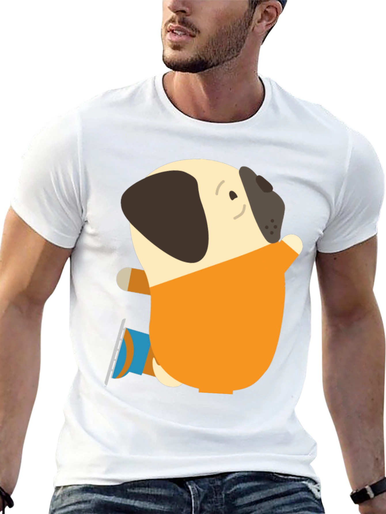 Pug on Ice Skates Graphic T-Shirt