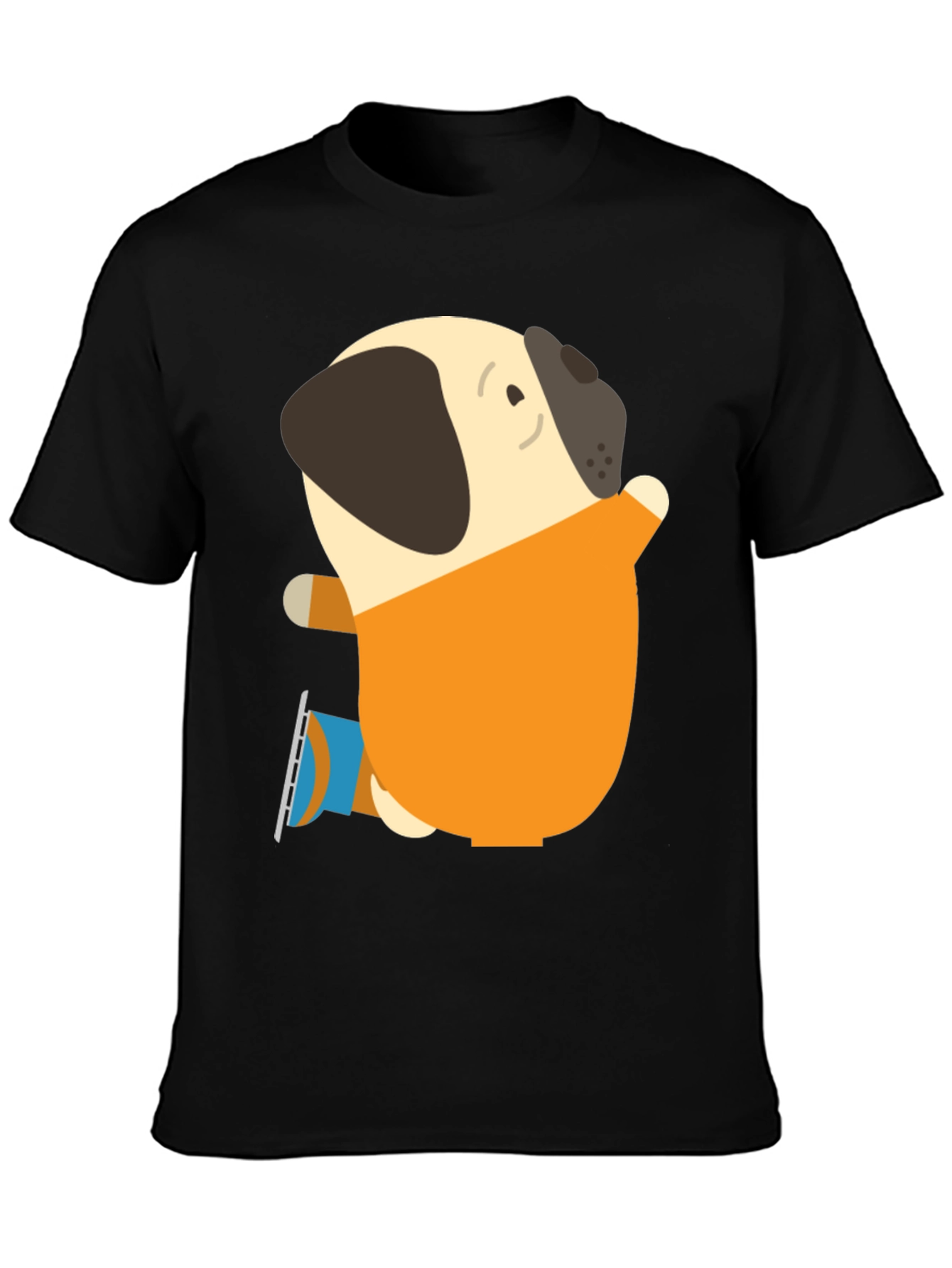 Pug on Ice Skates Graphic T-Shirt