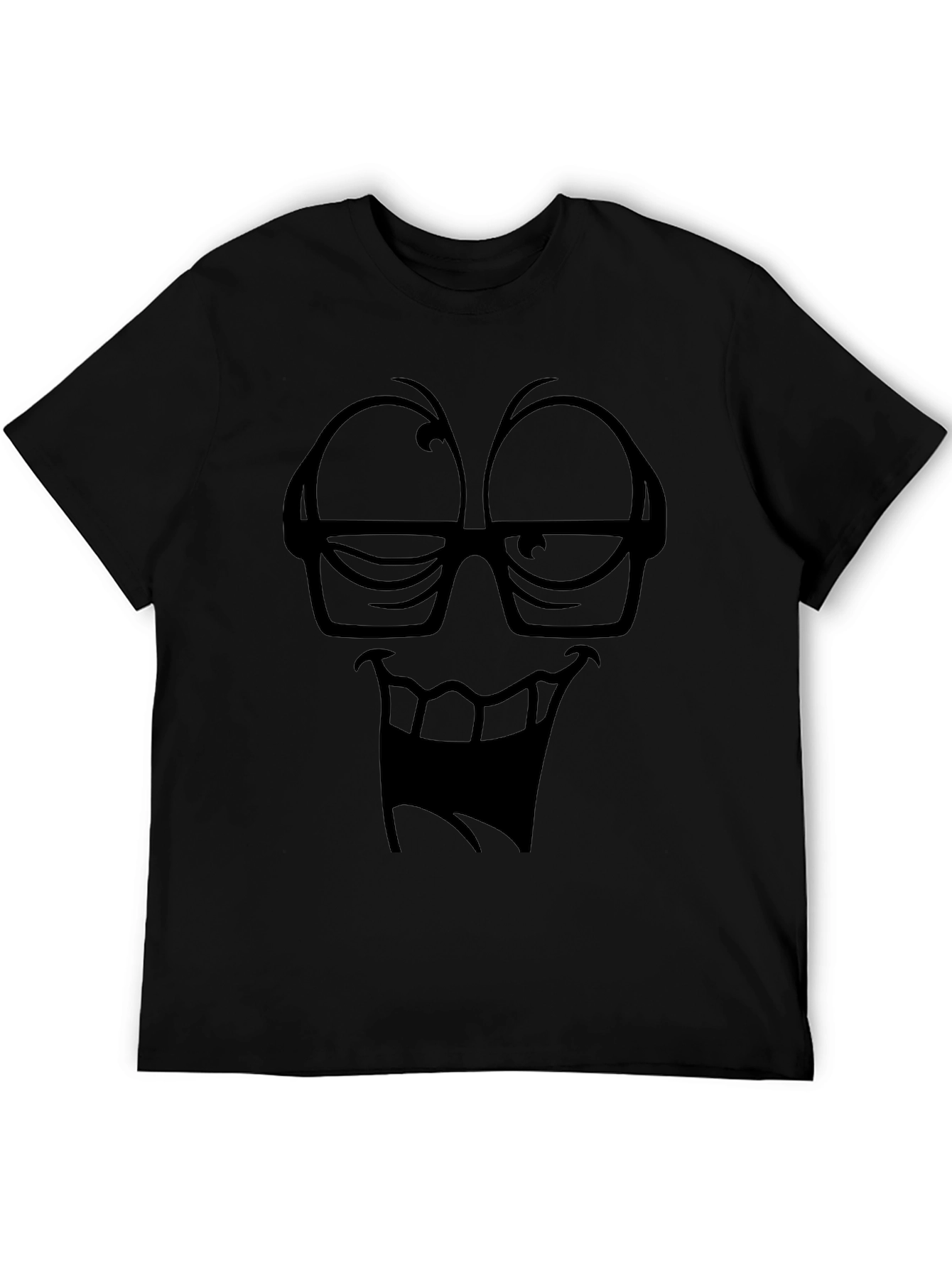 Funny Face Black T-Shirt Cartoon Graphic Tee