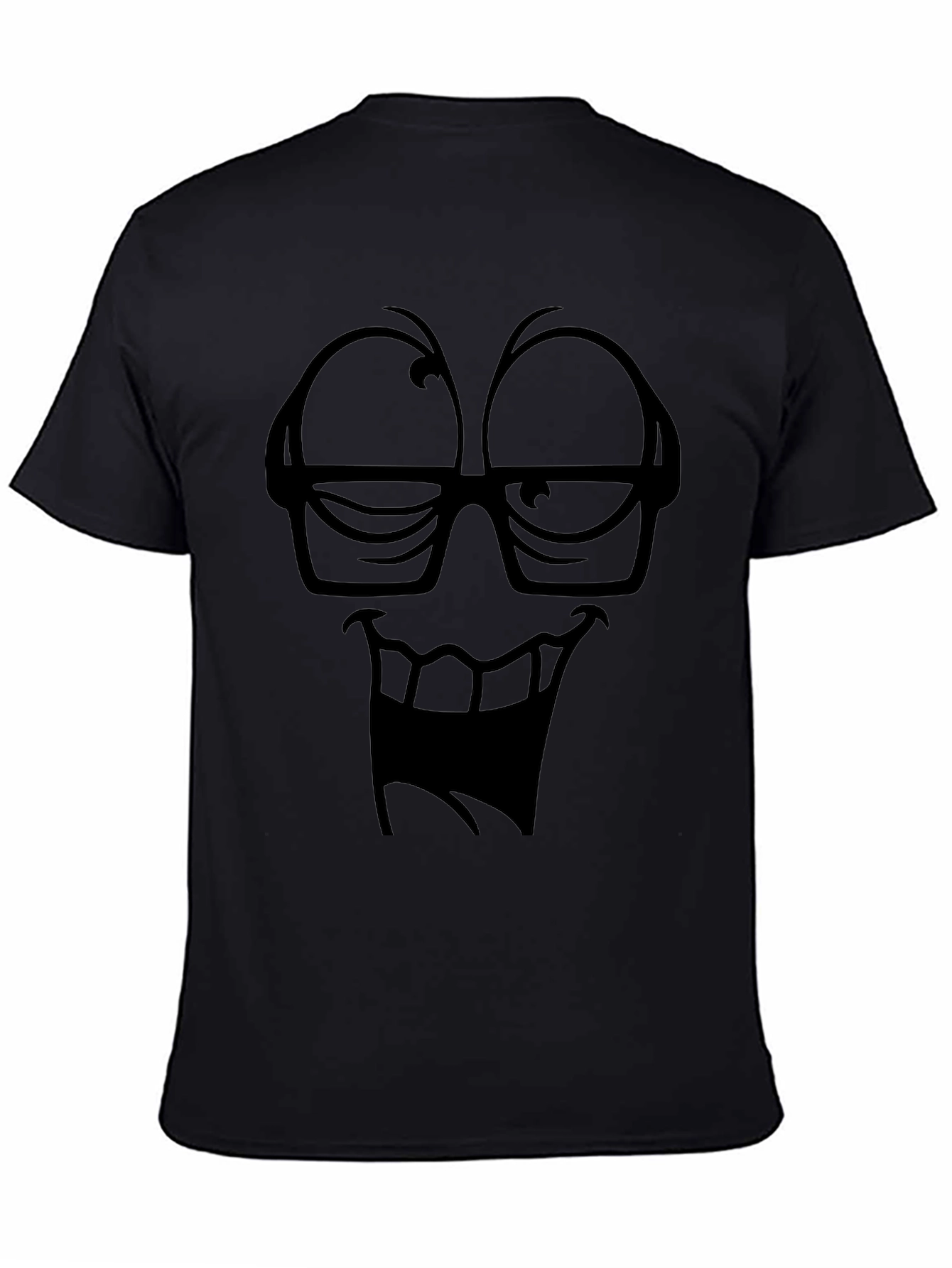 Funny Face Black T-Shirt Cartoon Graphic Tee