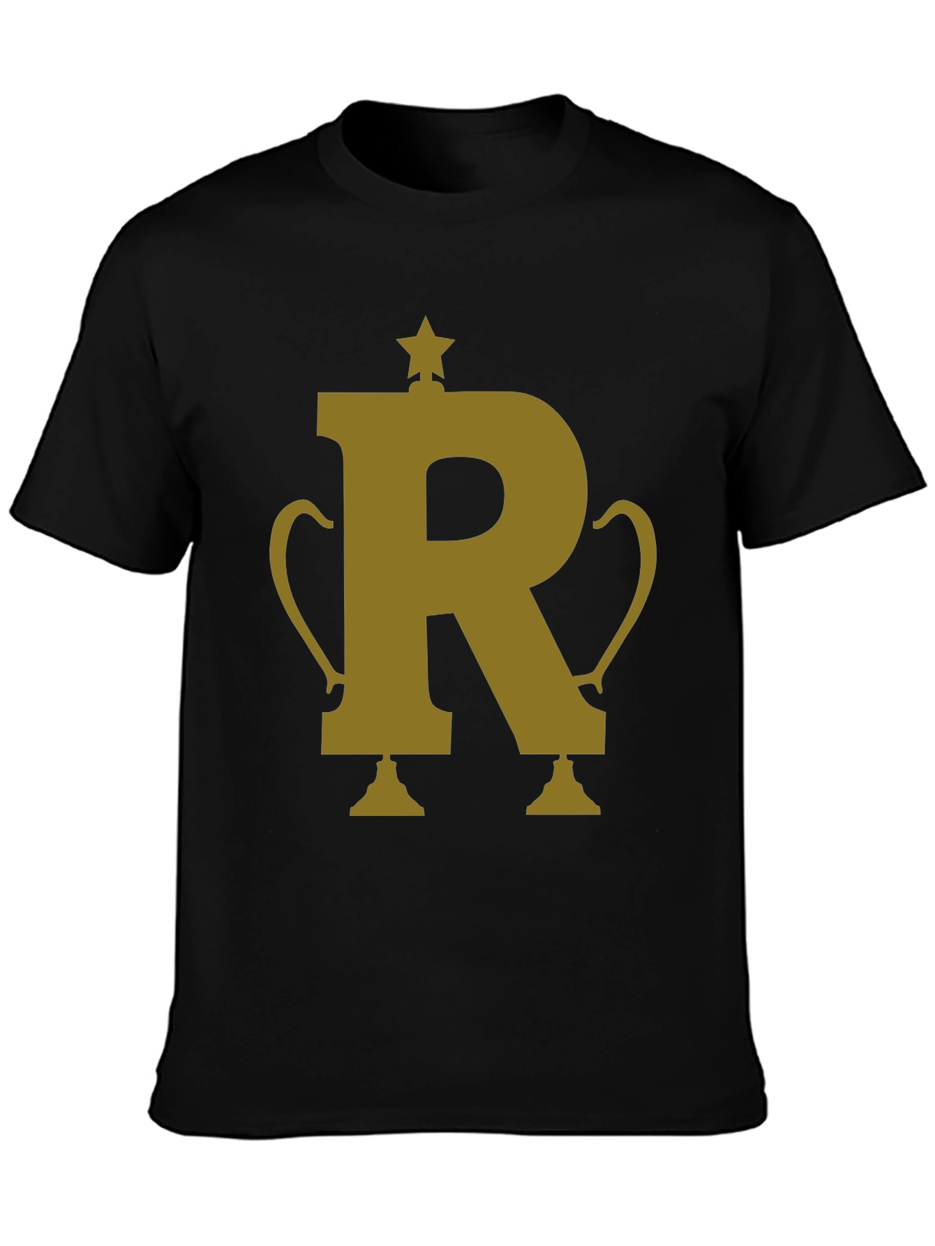 Golden R Trophy Graphic Tee - Black Cotton