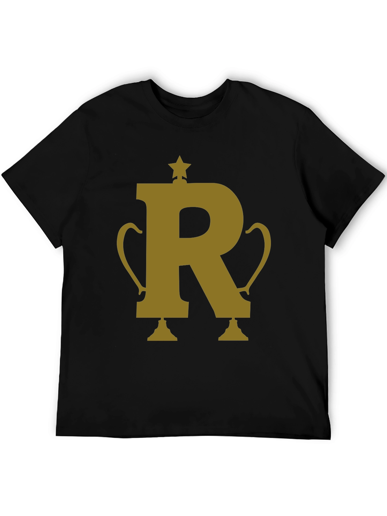 Golden R Trophy Graphic Tee - Black Cotton