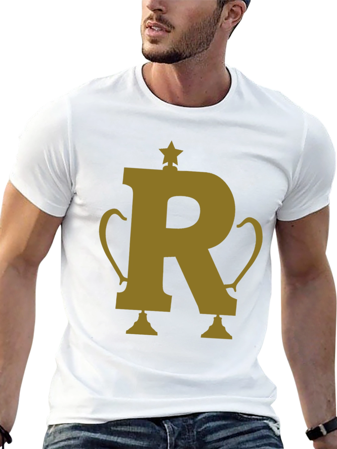 Golden R Trophy Graphic Tee - Black Cotton