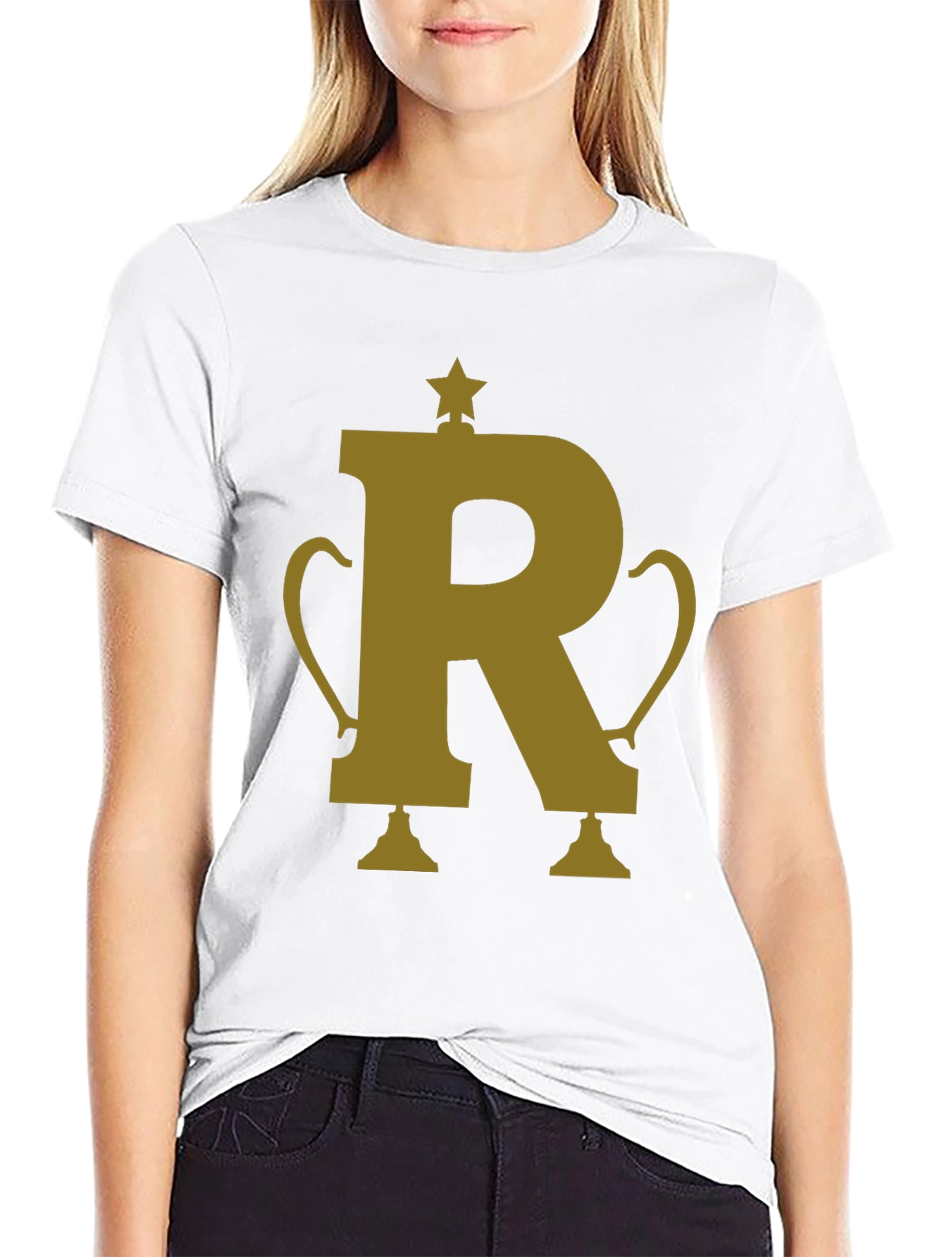 Golden R Trophy Graphic Tee - Black Cotton