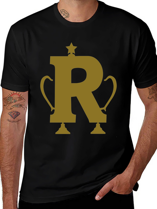 Golden R Trophy Graphic Tee - Black Cotton