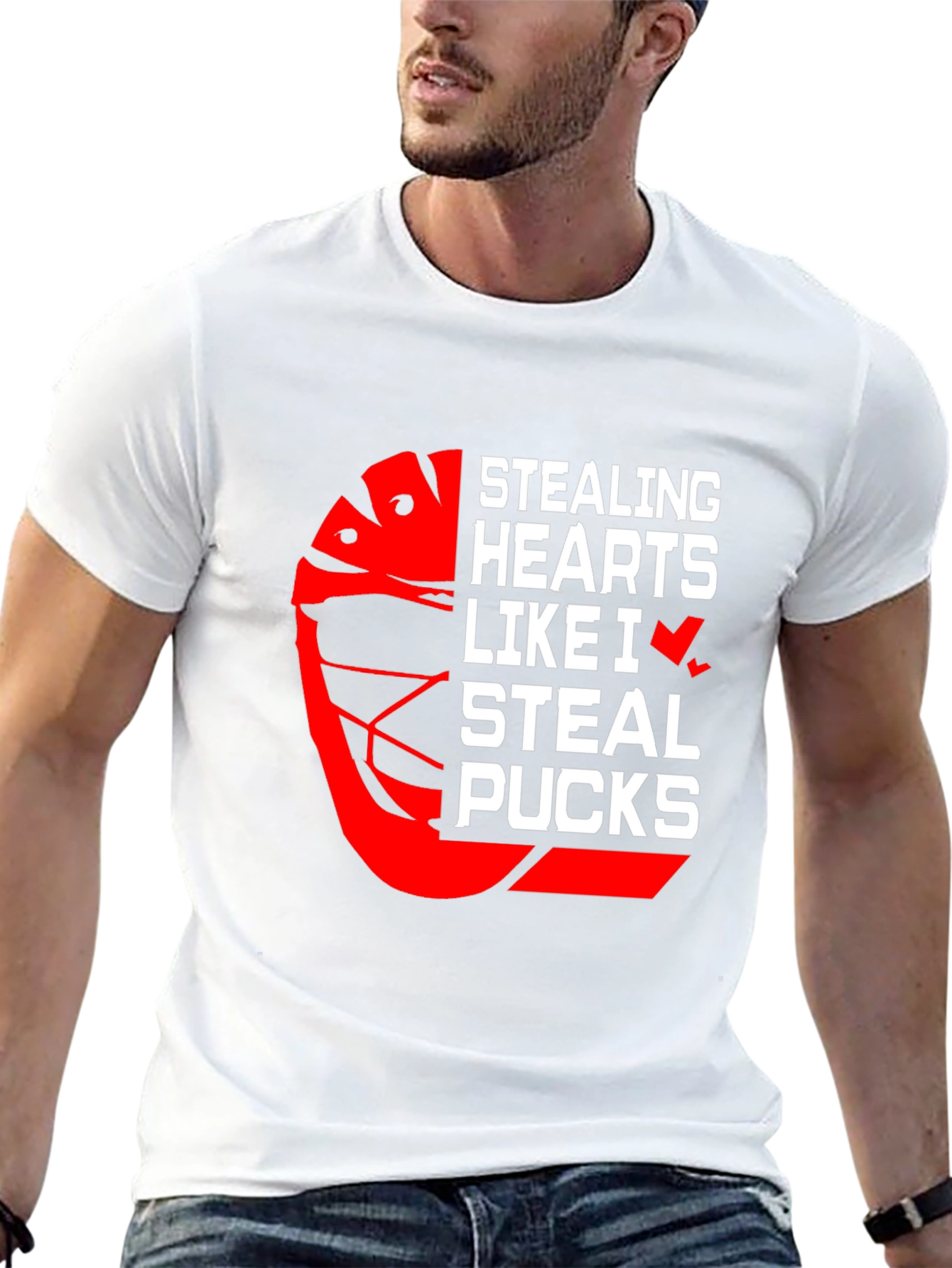 Stealing Hearts Hockey Graphic T-Shirt - Black