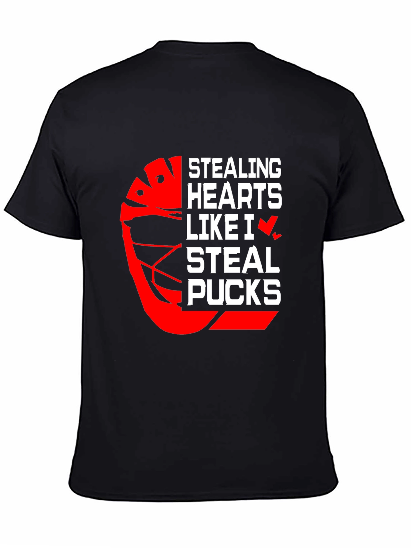 Stealing Hearts Hockey Graphic T-Shirt - Black