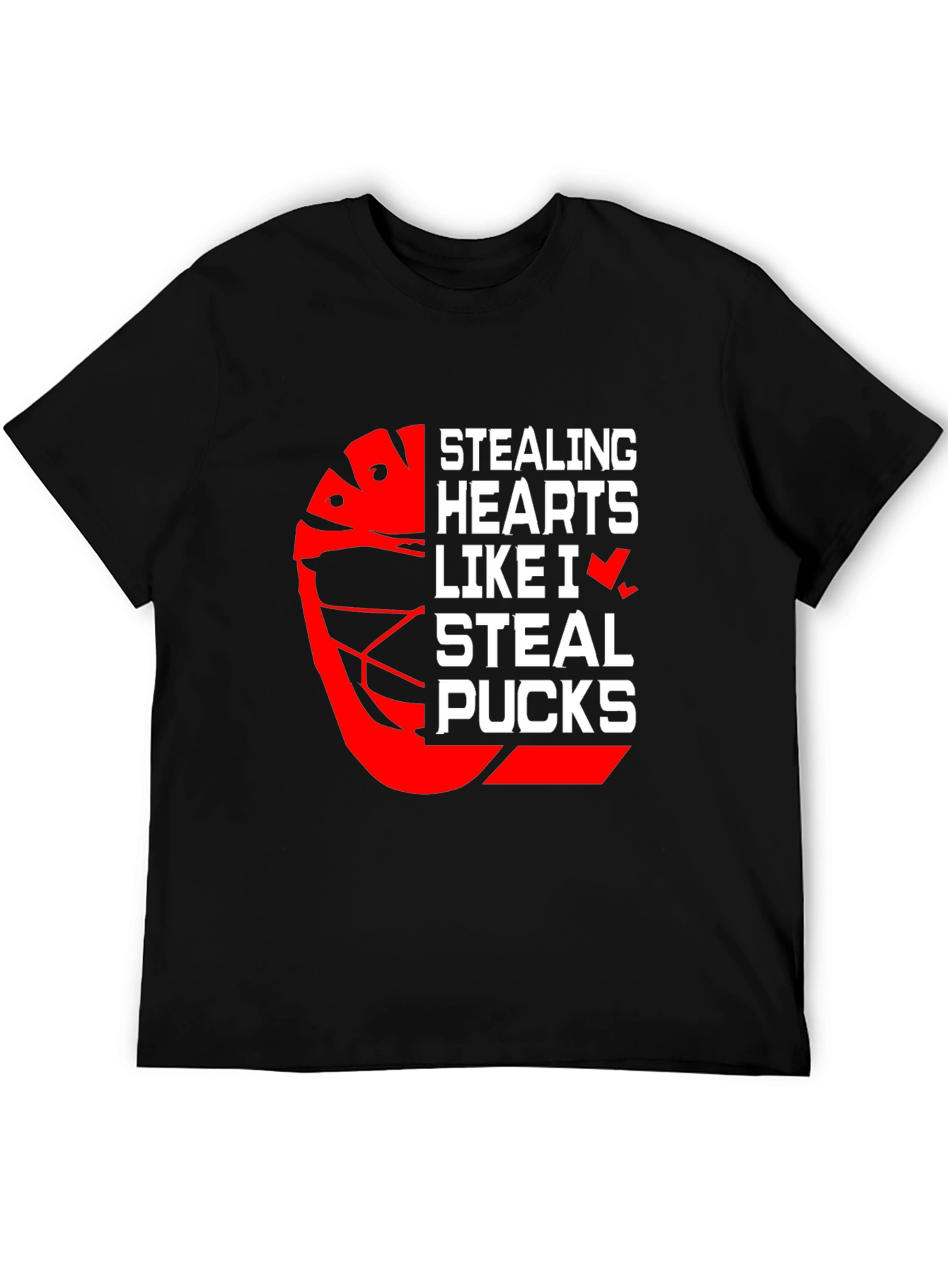 Stealing Hearts Hockey Graphic T-Shirt - Black