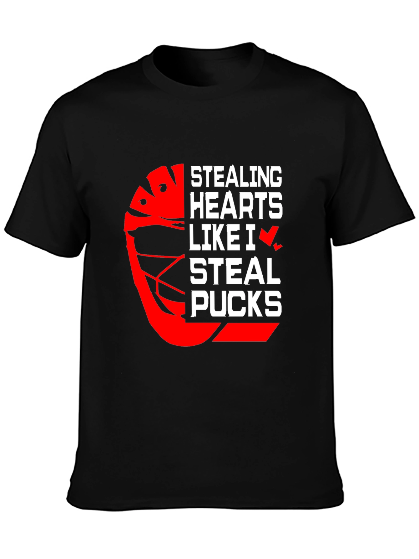Stealing Hearts Hockey Graphic T-Shirt - Black