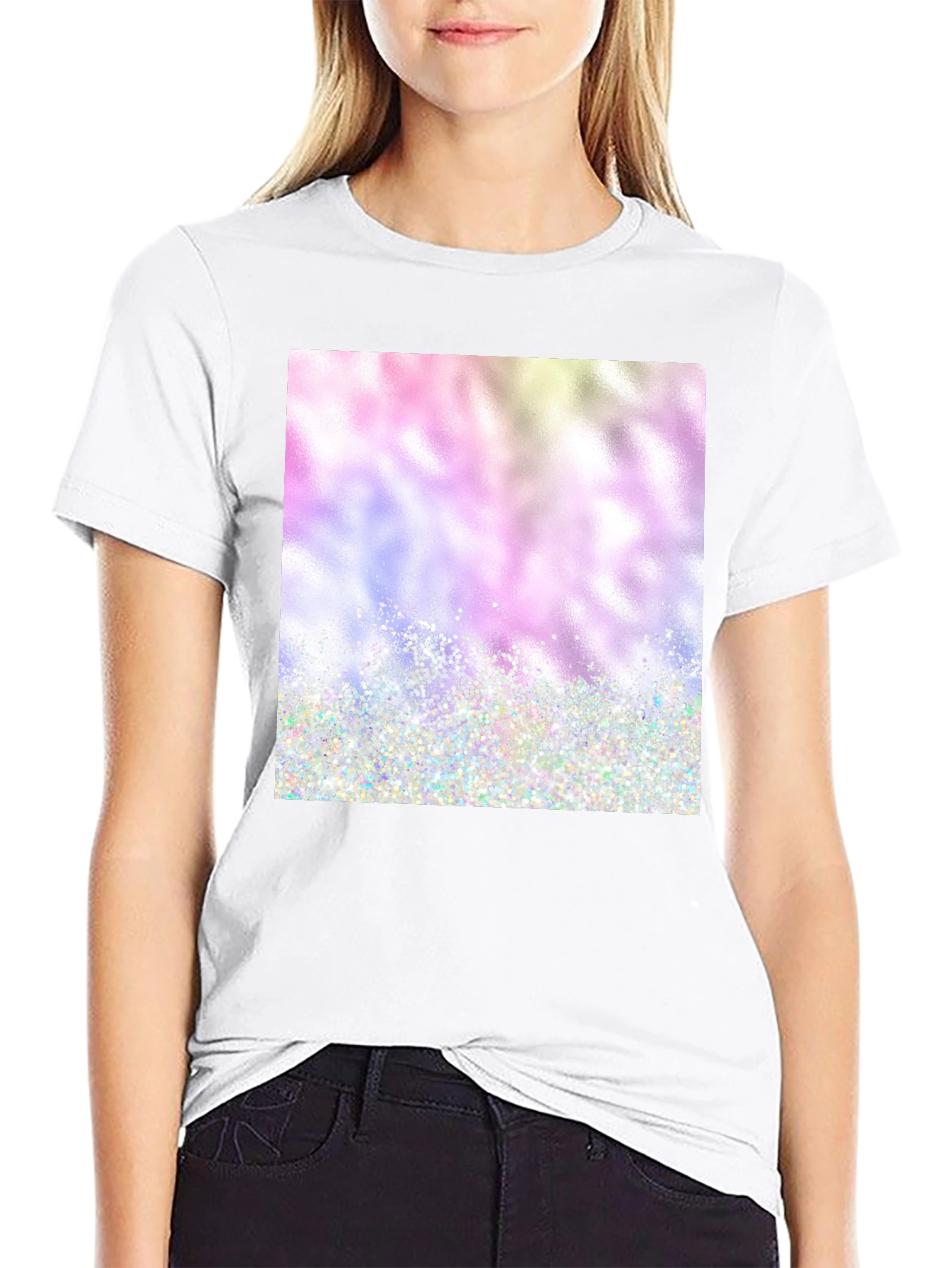 Rainbow Glitter Graphic Tee - Soft Style