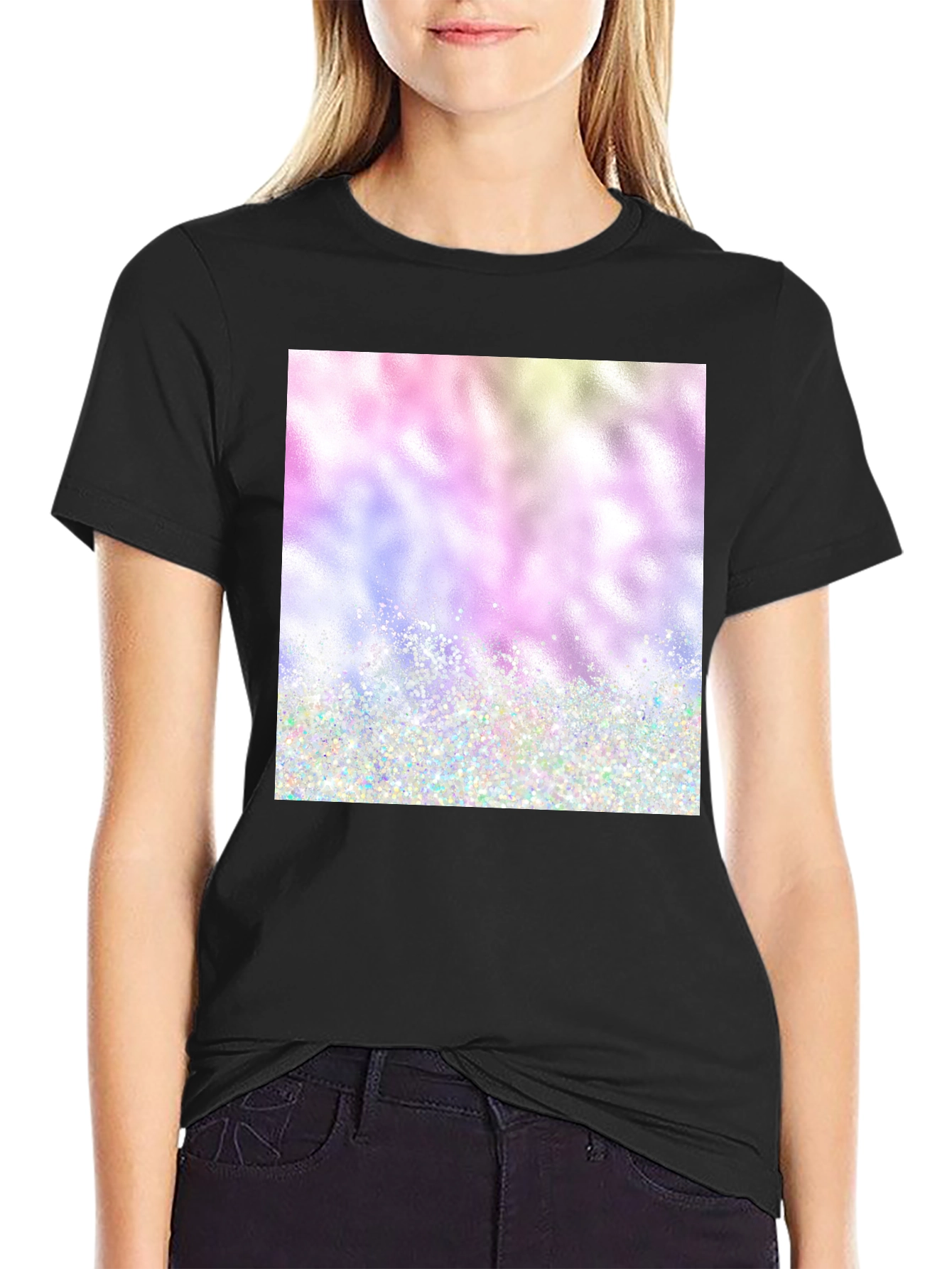 Rainbow Glitter Graphic Tee - Soft Style