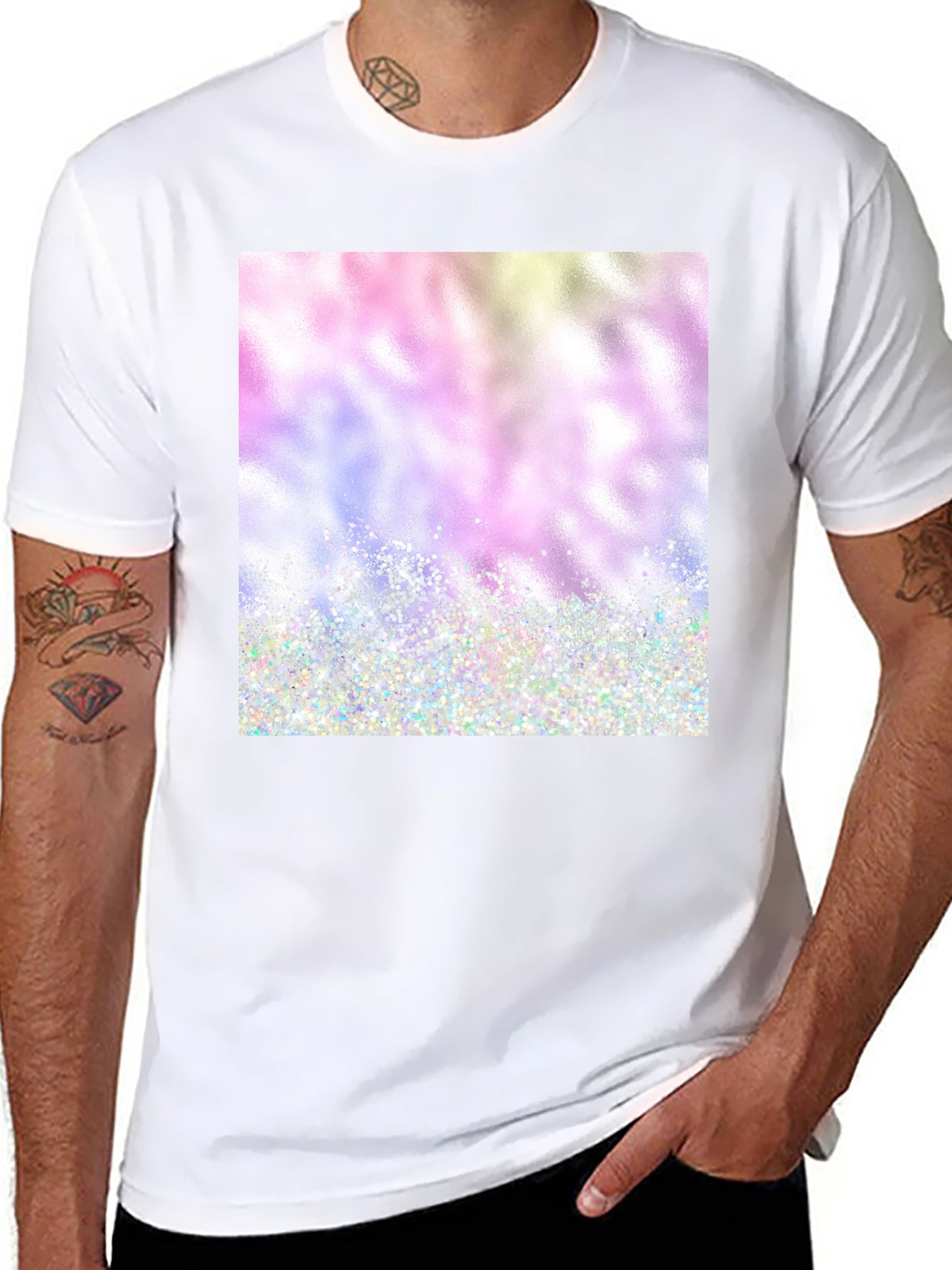 Rainbow Glitter Graphic Tee - Soft Style