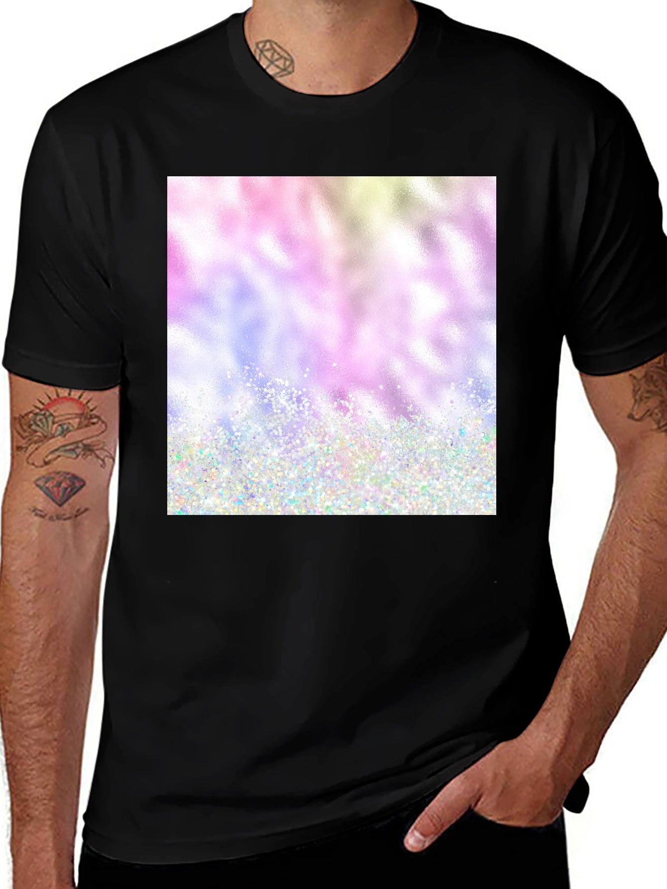 Rainbow Glitter Graphic Tee - Soft Style