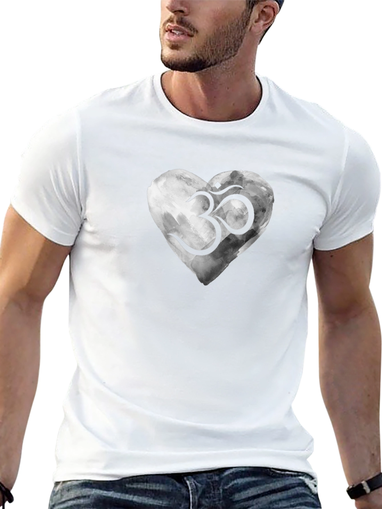 Om Heart Graphic T-Shirt - Black Casual Tee
