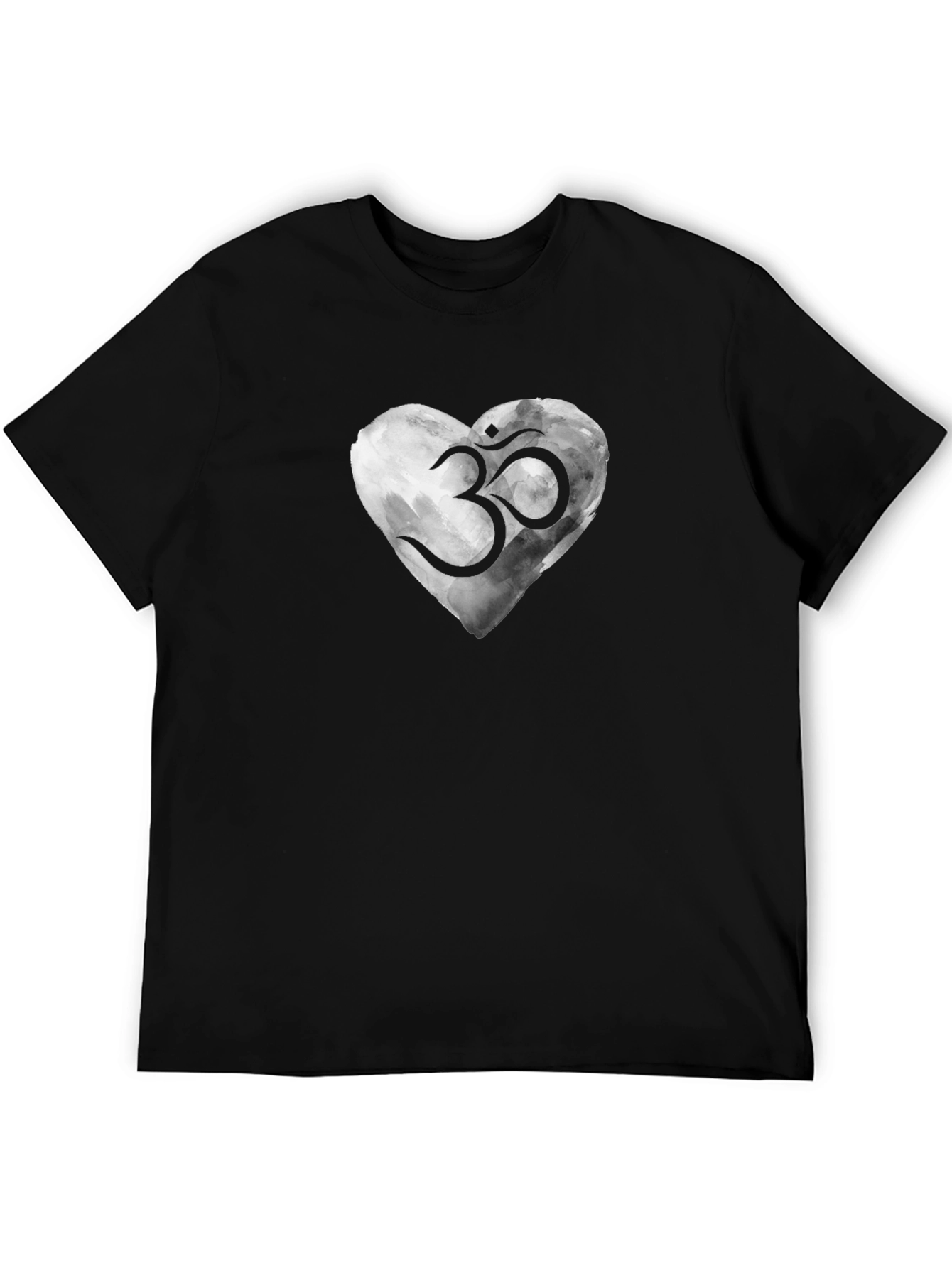 Om Heart Graphic T-Shirt - Black Casual Tee
