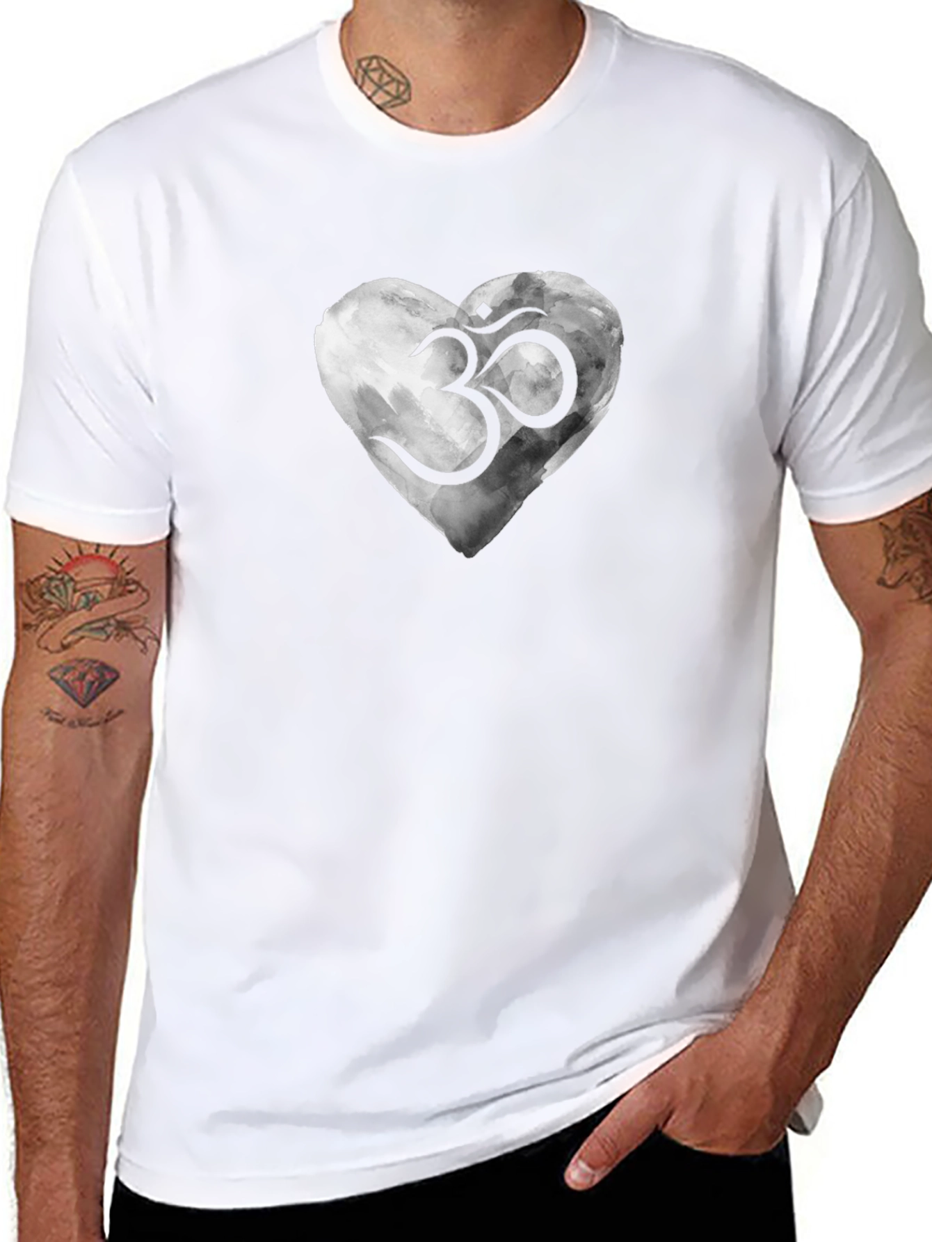 Om Heart Graphic T-Shirt - Black Casual Tee