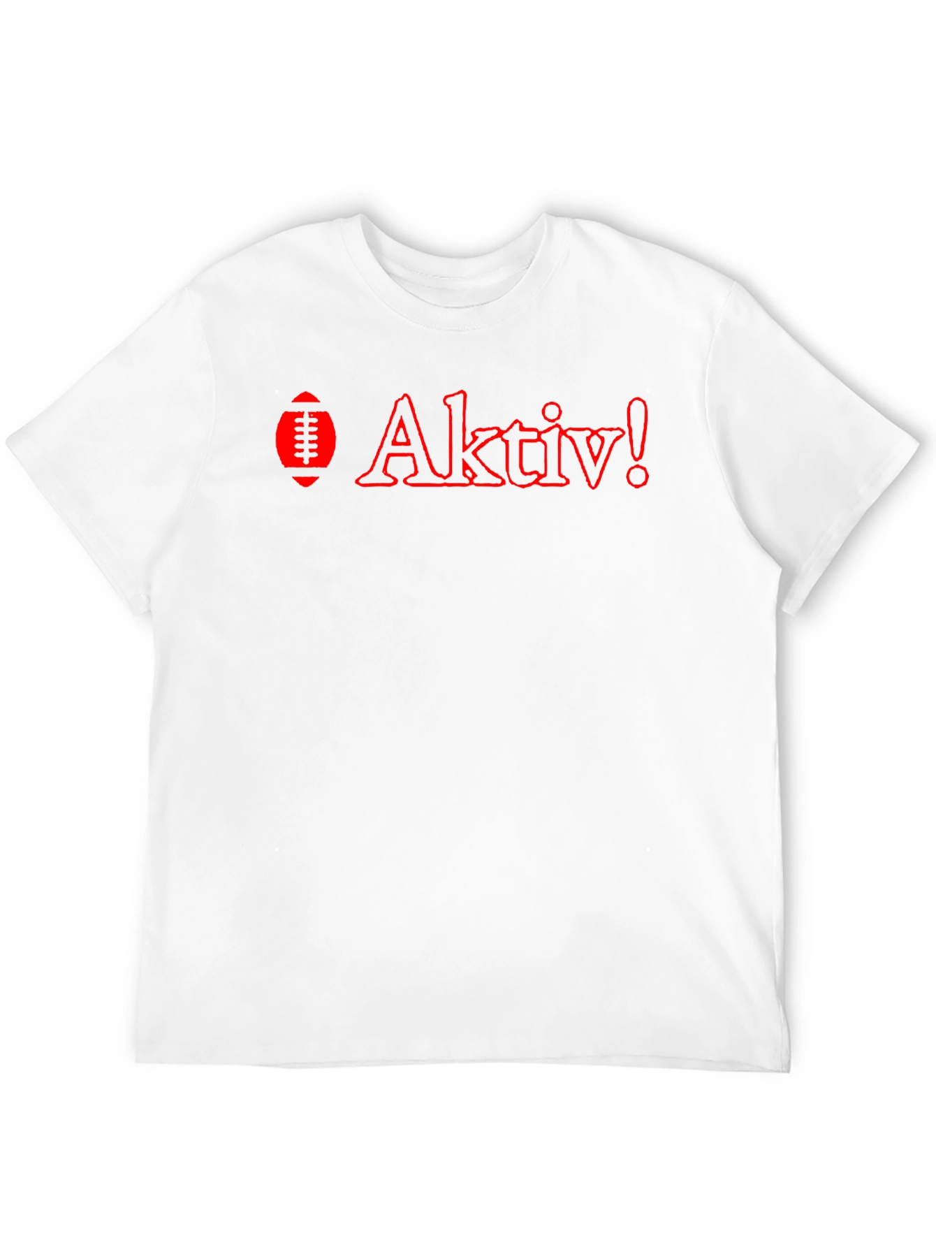 Aktiv! Black T-Shirt with Red Football Design