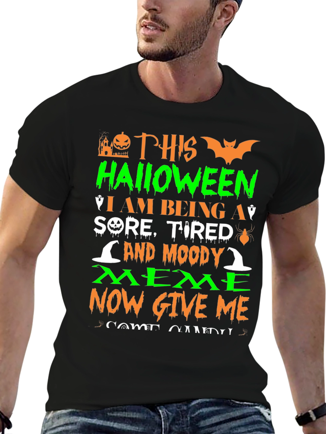 Funny Halloween Sore Tired Moody Meme Graphic T-Shirt