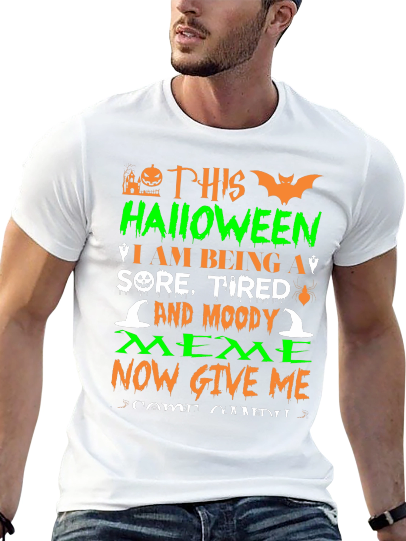 Funny Halloween Sore Tired Moody Meme Graphic T-Shirt