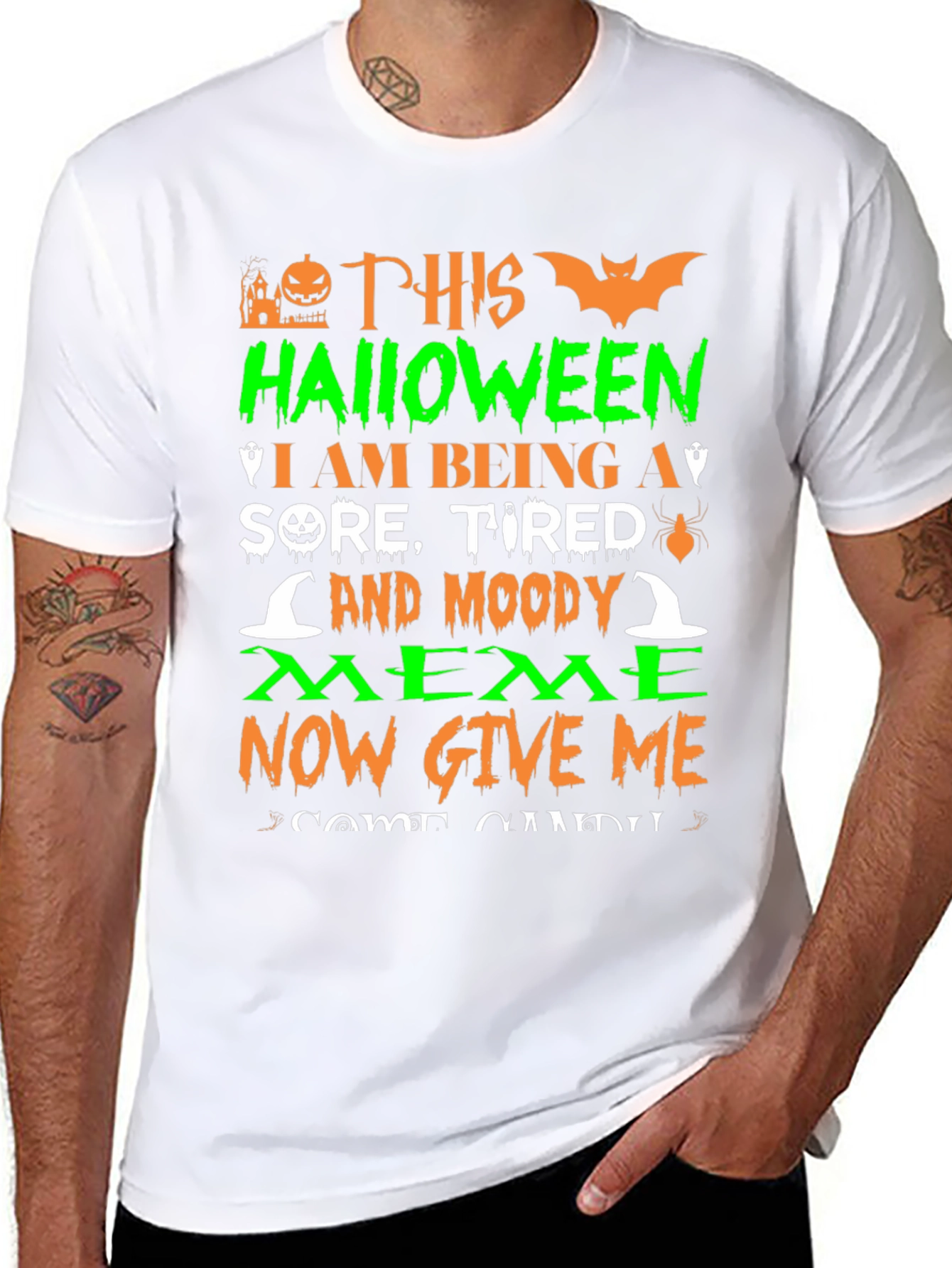 Funny Halloween Sore Tired Moody Meme Graphic T-Shirt