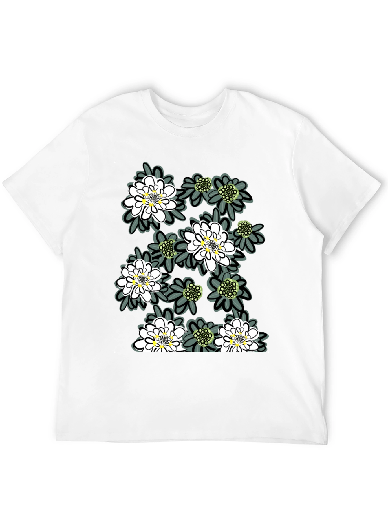 Floral Print Tee - Trendy Black Cotton T-Shirt