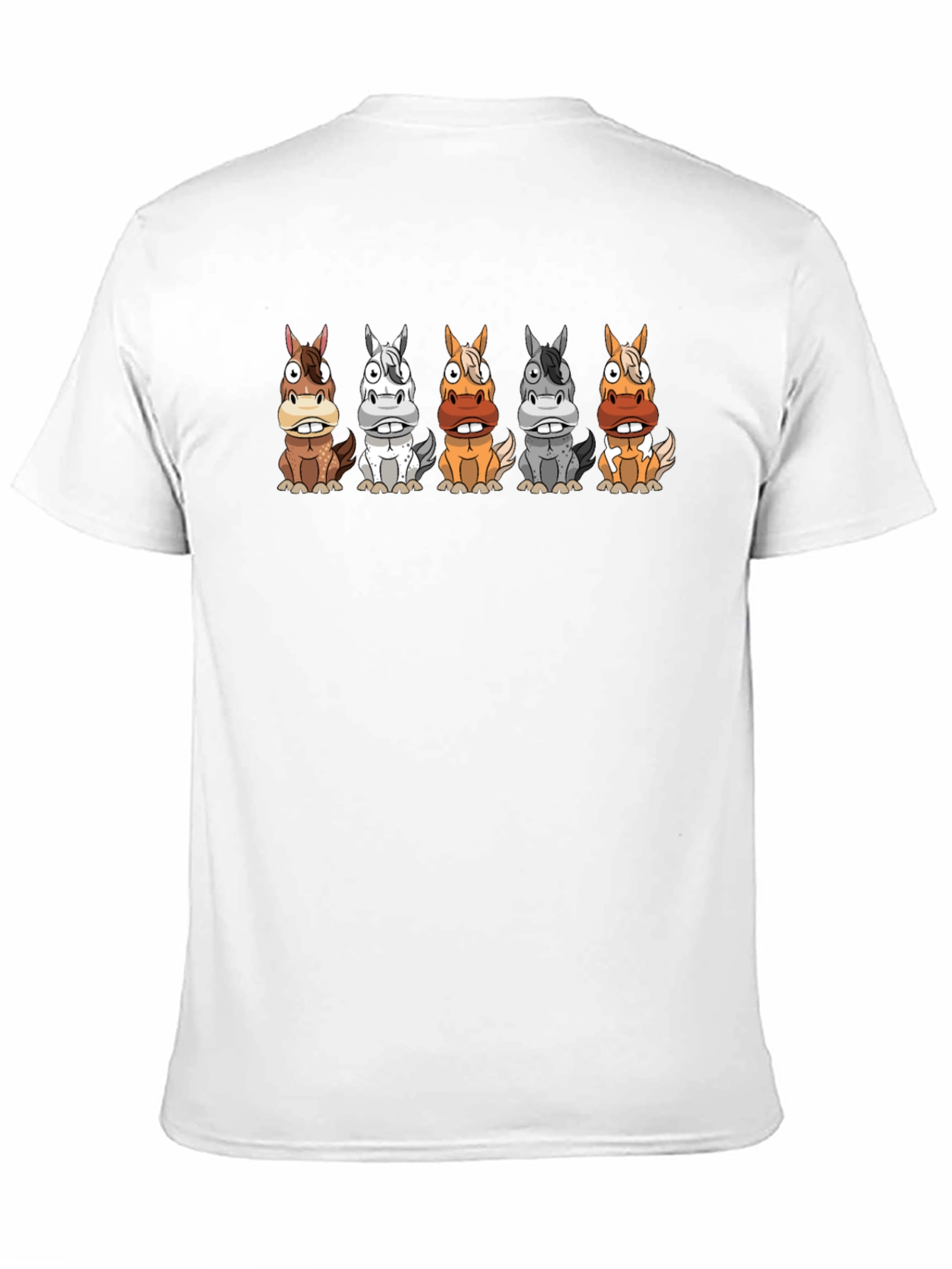 Cartoon Horses Black T-Shirt