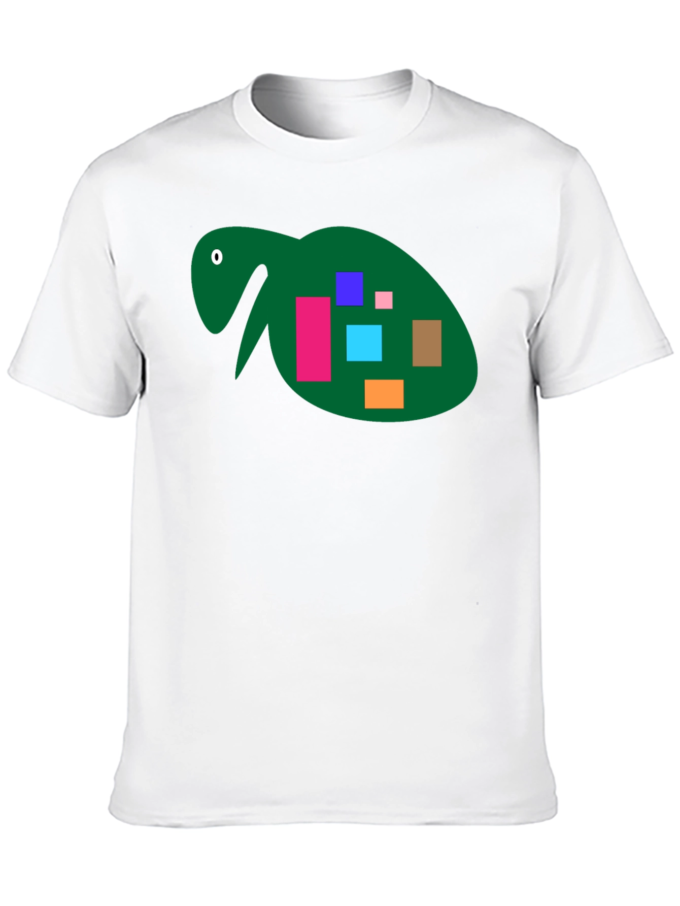 Abstract Turtle Graphic Tee - Black Cotton Casual