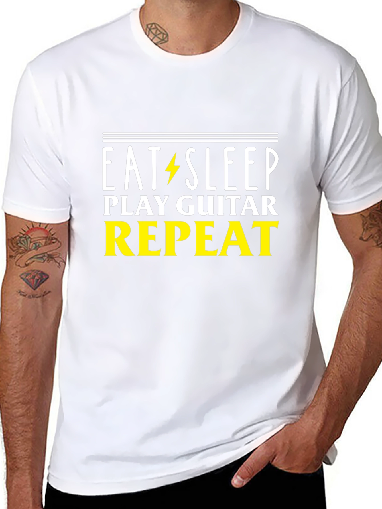 Eat Sleep Play Guitar Repeat T-Shirt - Black