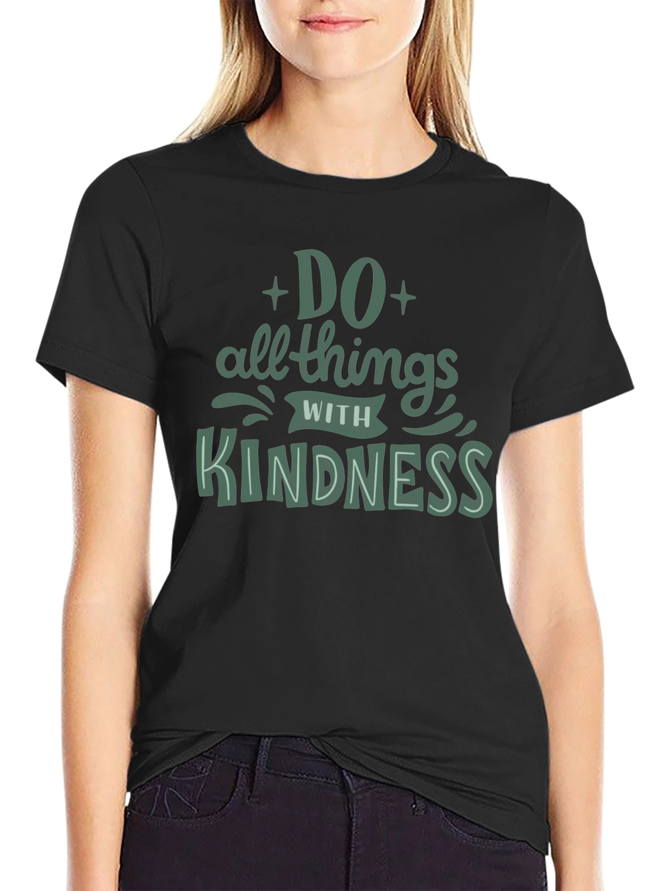 Do All Things With Kindness Black Graphic Tee