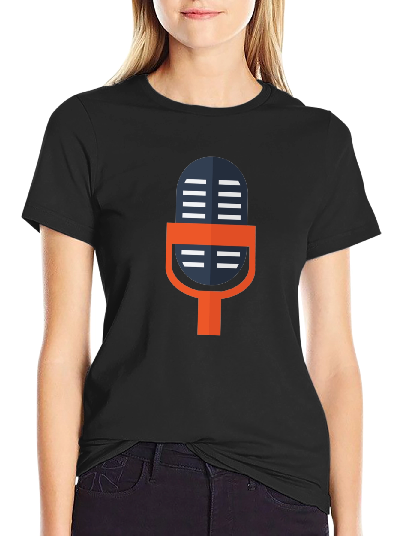 Retro Microphone Graphic Tee - Black Unisex T-Shirt
