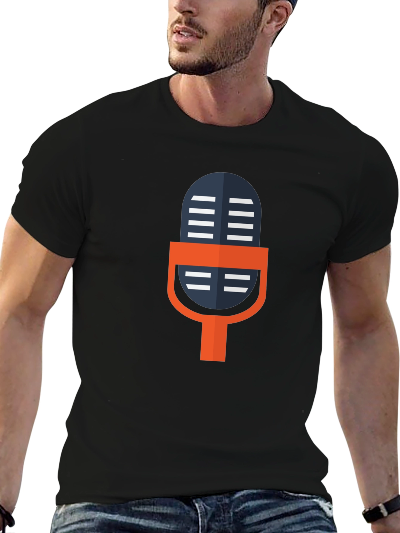 Retro Microphone Graphic Tee - Black Unisex T-Shirt