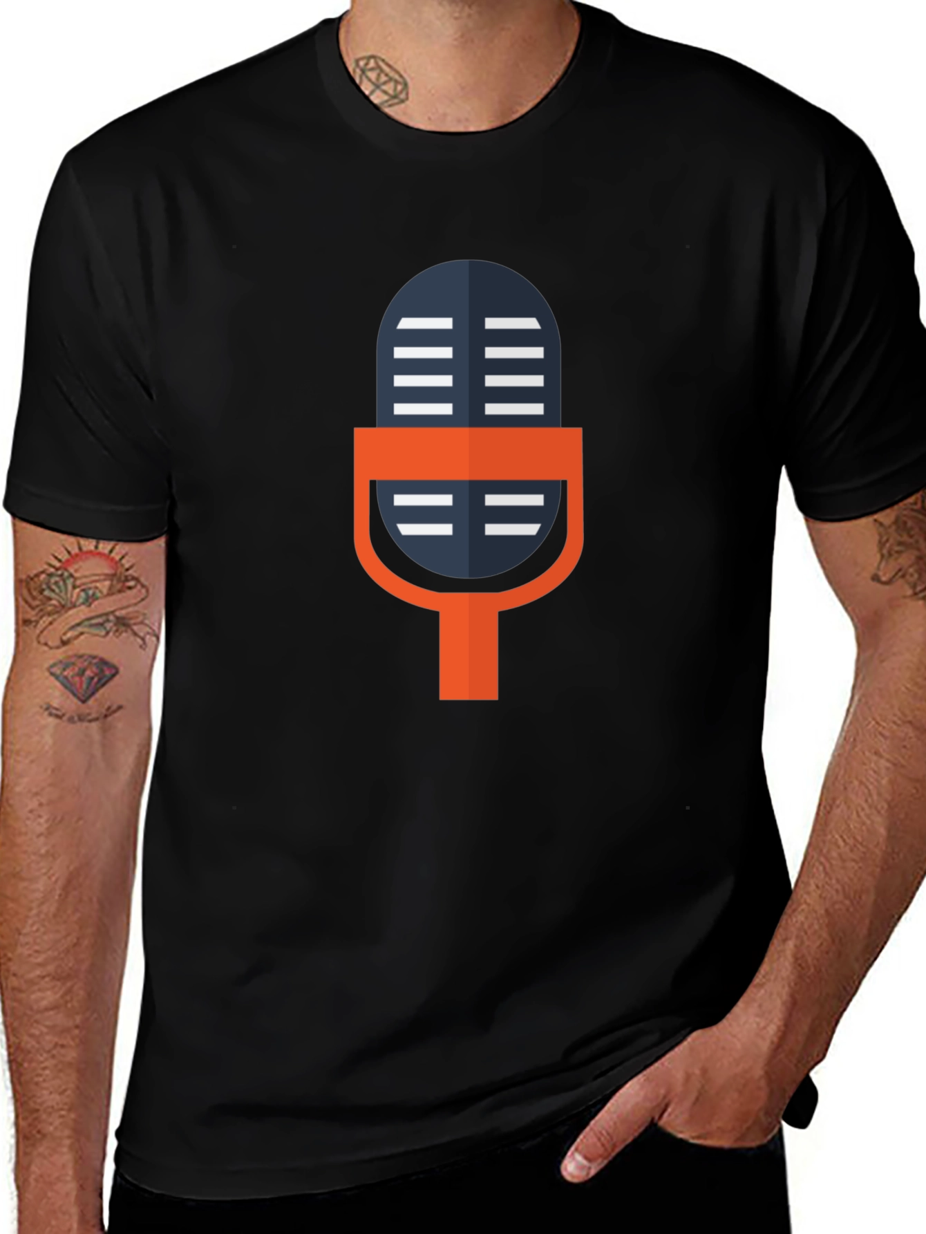 Retro Microphone Graphic Tee - Black Unisex T-Shirt